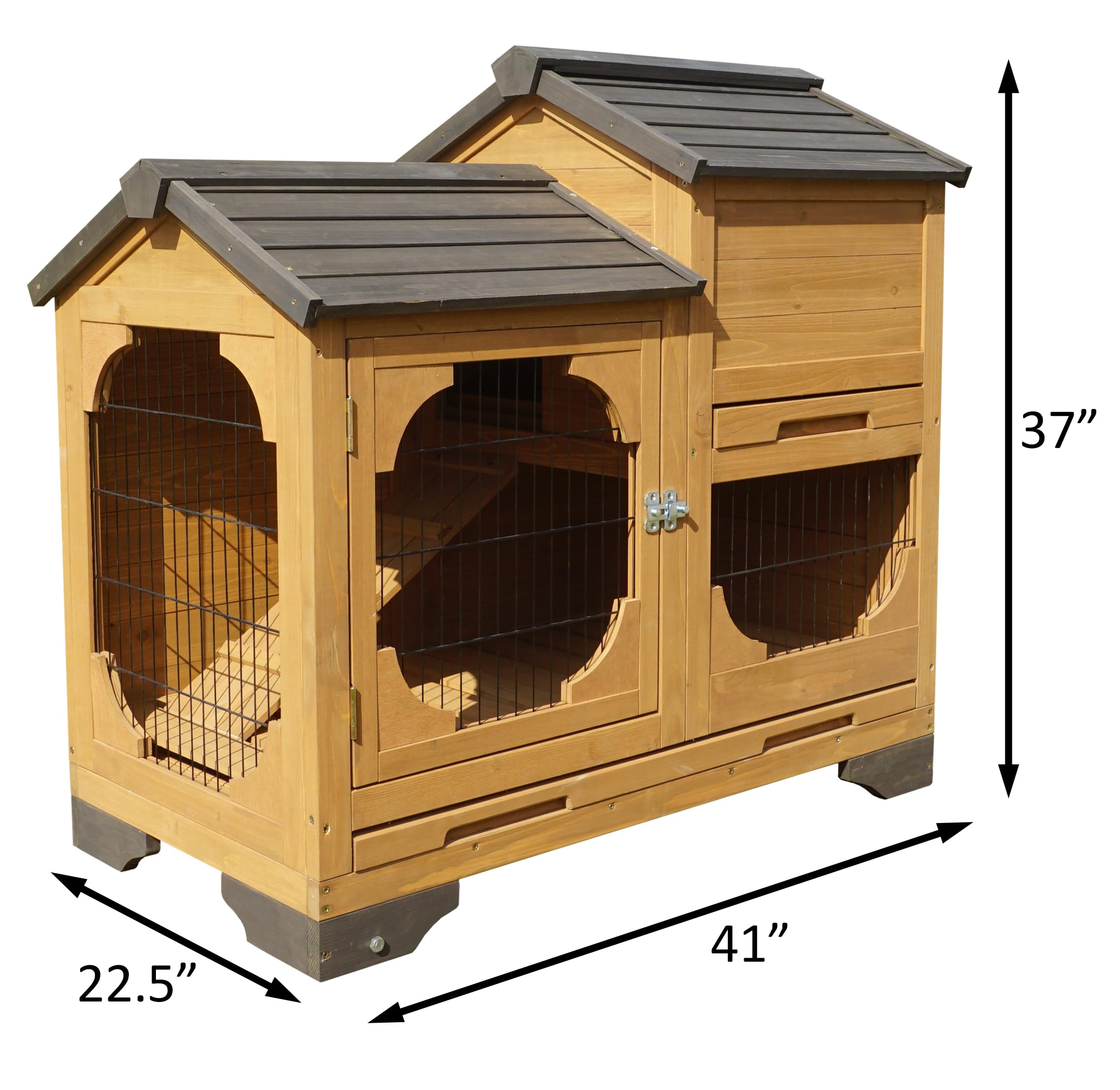 zoovilla Indoor and Outdoor Bunny Hutch with Removable Tray and Wheels