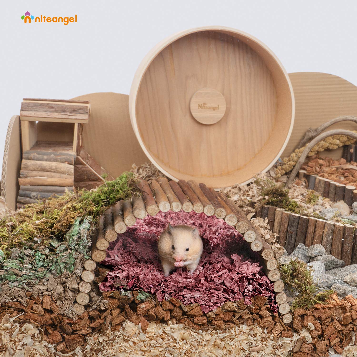 Niteangel Wooden Ladder Bridge, Hamster Mouse Rat Rodents Toy, Small Animal Chew Toy (15.7' X 5.9')