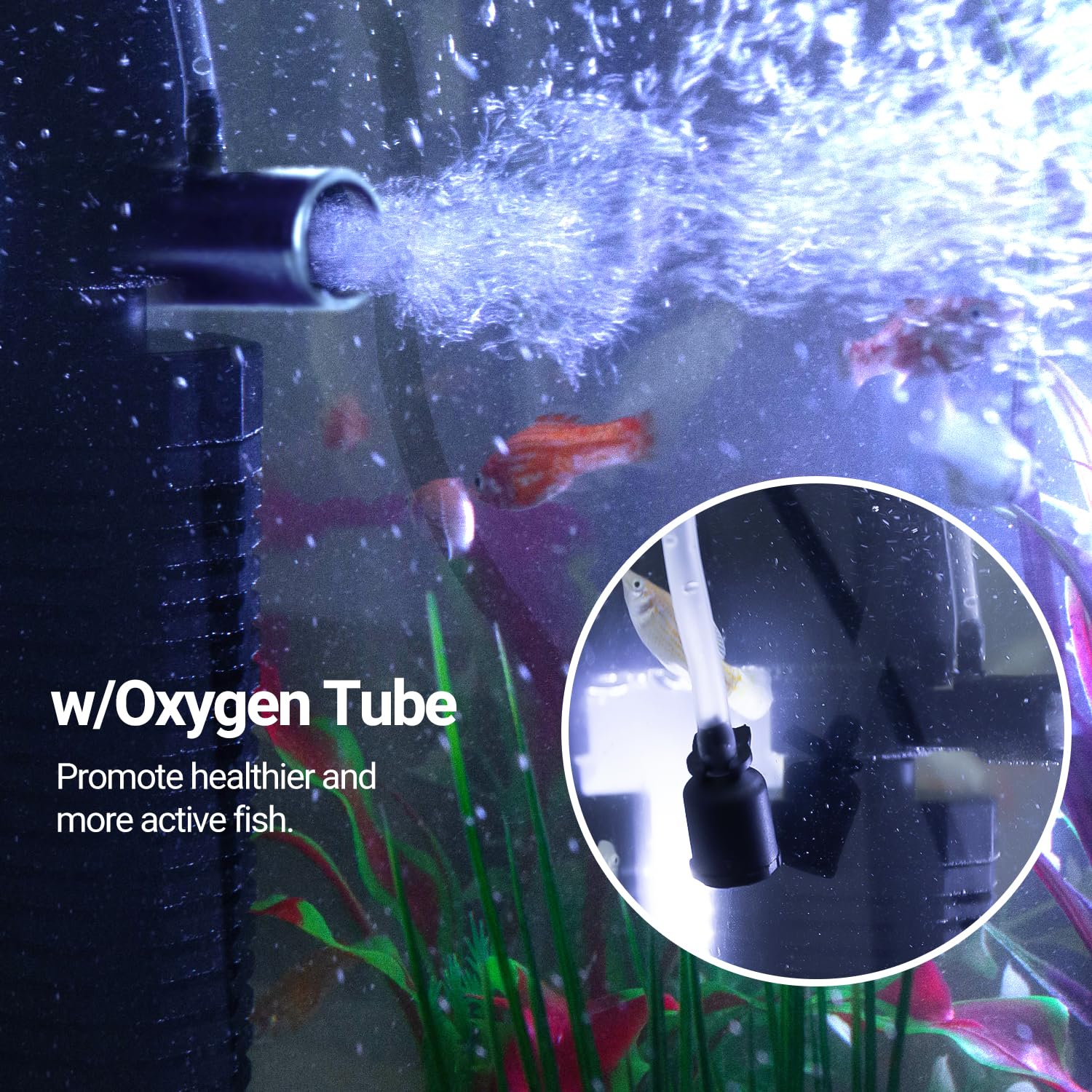 Yaubay 18W Aquarium Internal Filter for 55-120 Gallon Tanks, Silent Submersible, Black, Model MF02-C10-US, 264 GPH