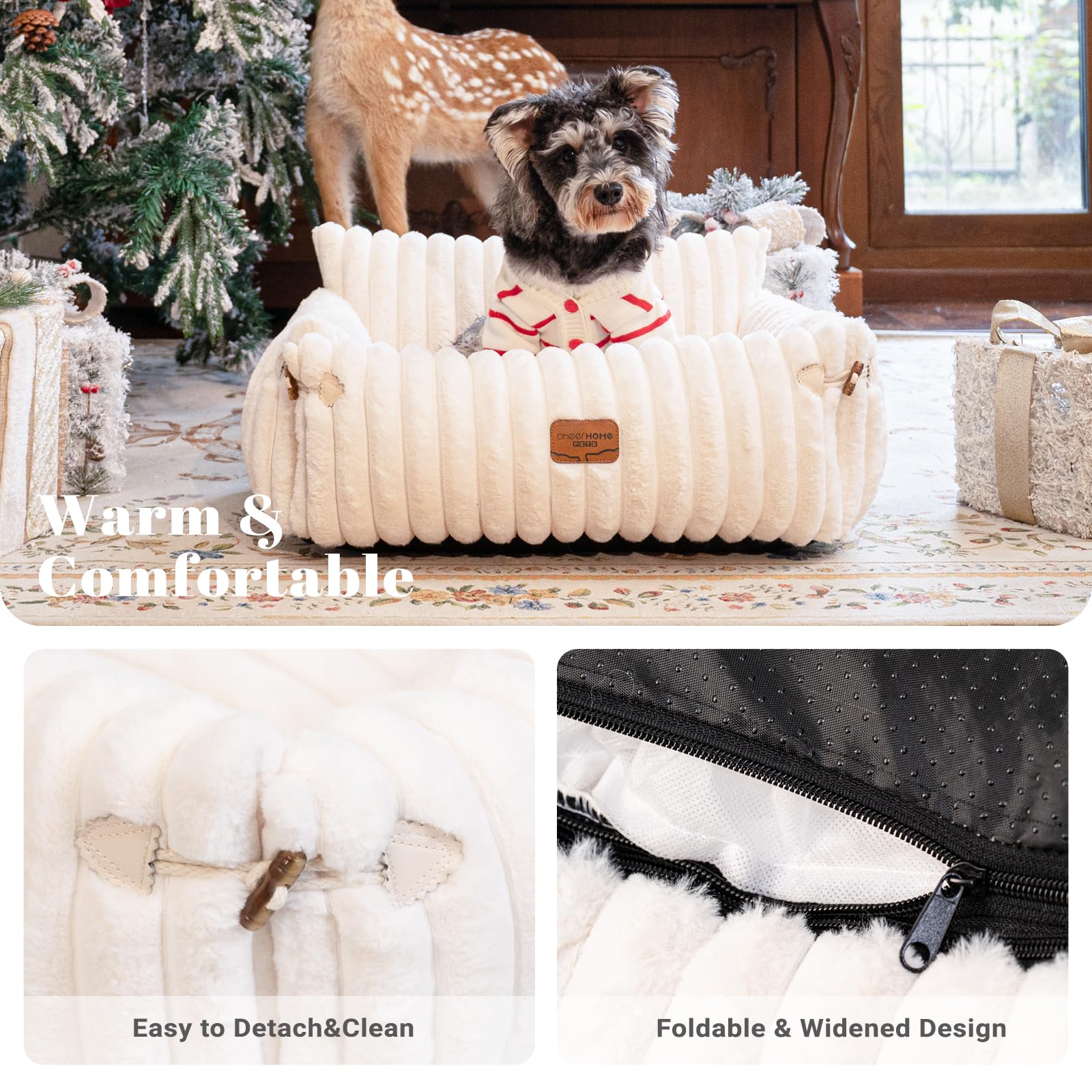 Cheerhome Pets Cat Couch Bed For Indoor Cats Fluffy Cat Sofa Recliner With Removable Washable Cover Cute Pet Lounge Suitable For