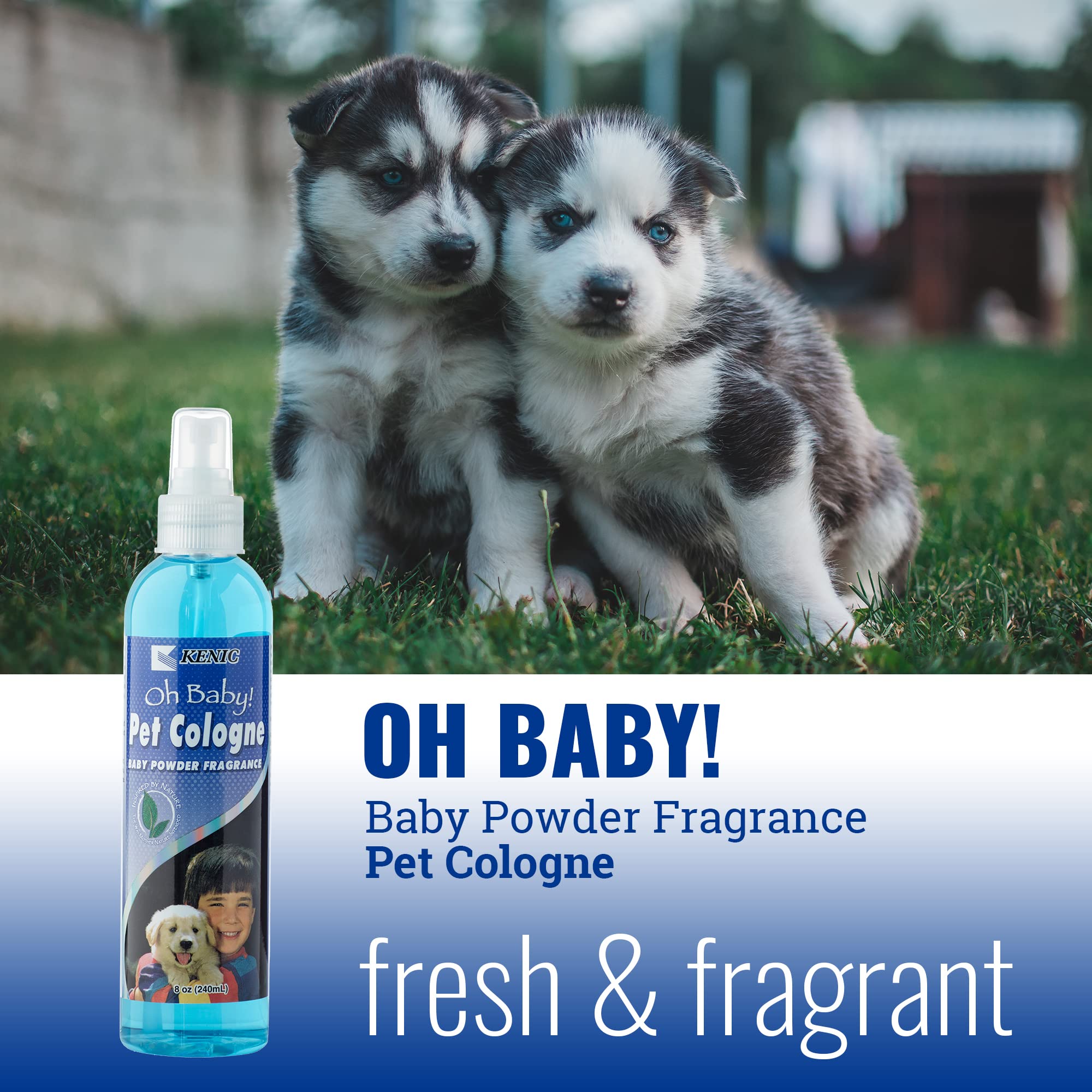 Kenic Oh Baby Pet Cologne - Long-Lasting Baby Powder Scented Dog & Cat Deodorizing Spray - Odor Neutralizing & Coat Refreshing -