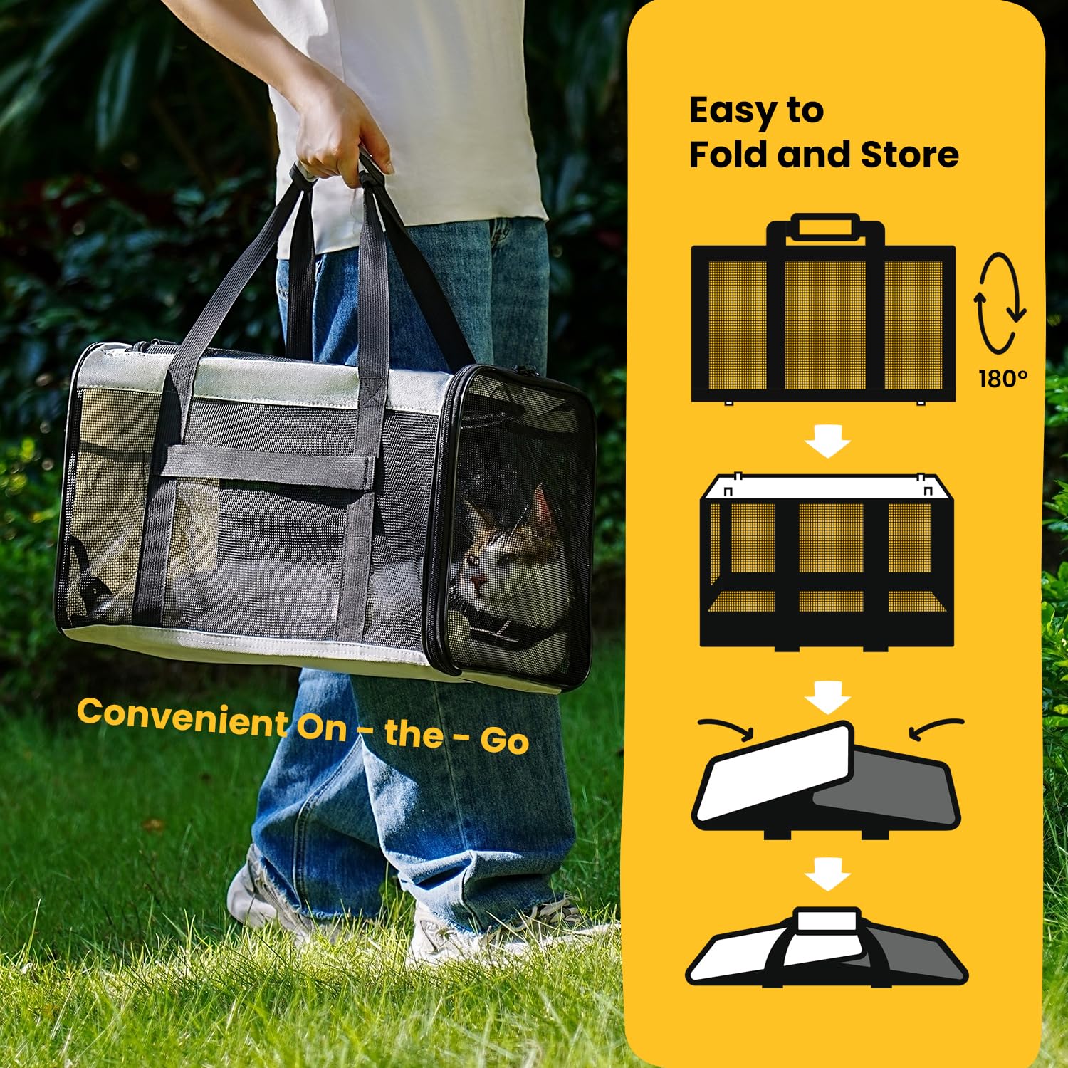Conlun Soft-Sided Cat Carrier For Small-Medium Cats, Puppies Up To 15 Lb, Airline Approved