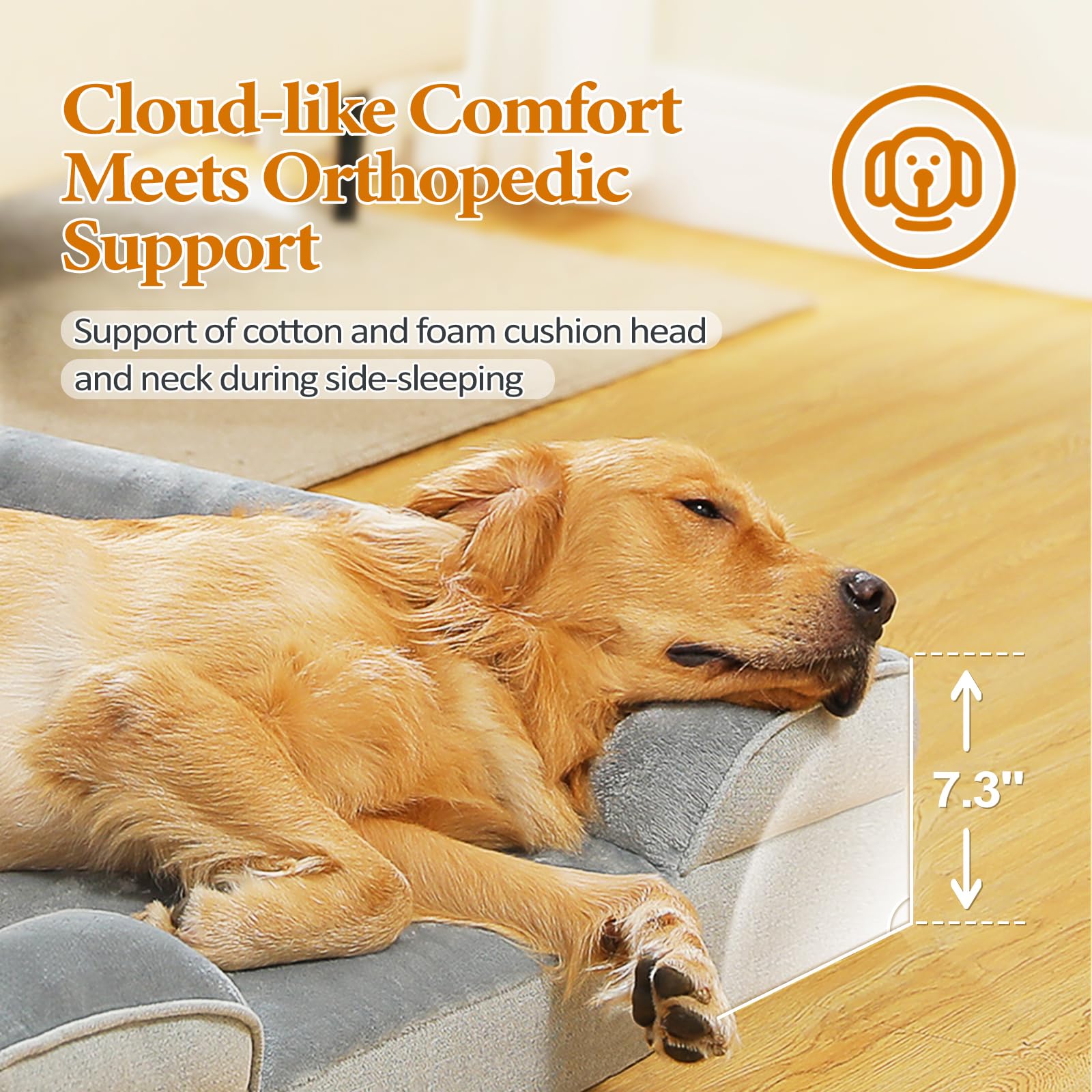 Pawz Road Dog Bed For Large Dogs With Supportive Foam,2-Layer Waterproof Cover And Non-Slip Bottom For Small, Medium And Large D