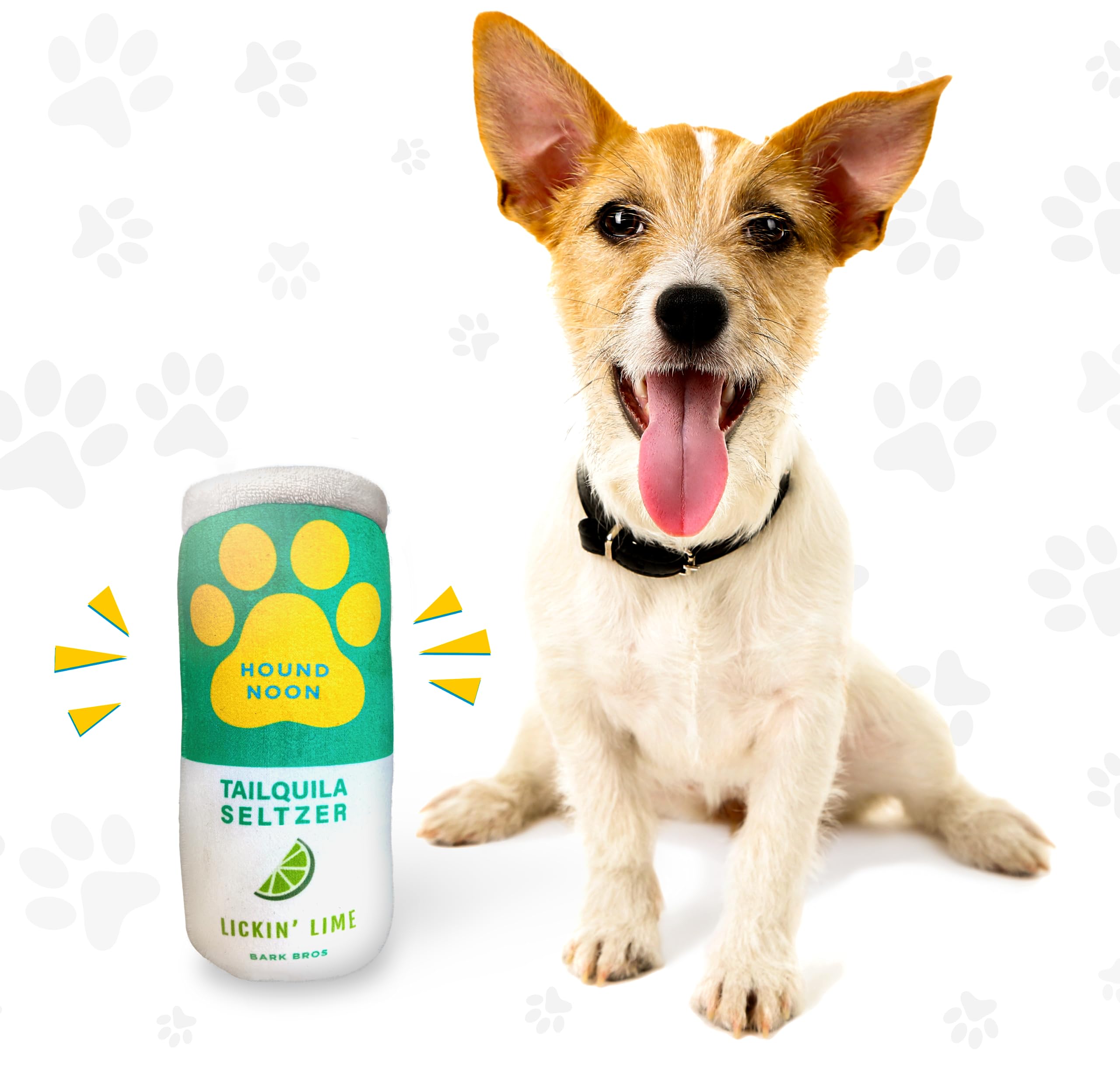 Bark Bros Plush Squeaky Dog Toys - Hound Noon Tailquila Seltzer - Two Pack Funny Drink Parody - Ideal for Dog Birthdays and Gifts