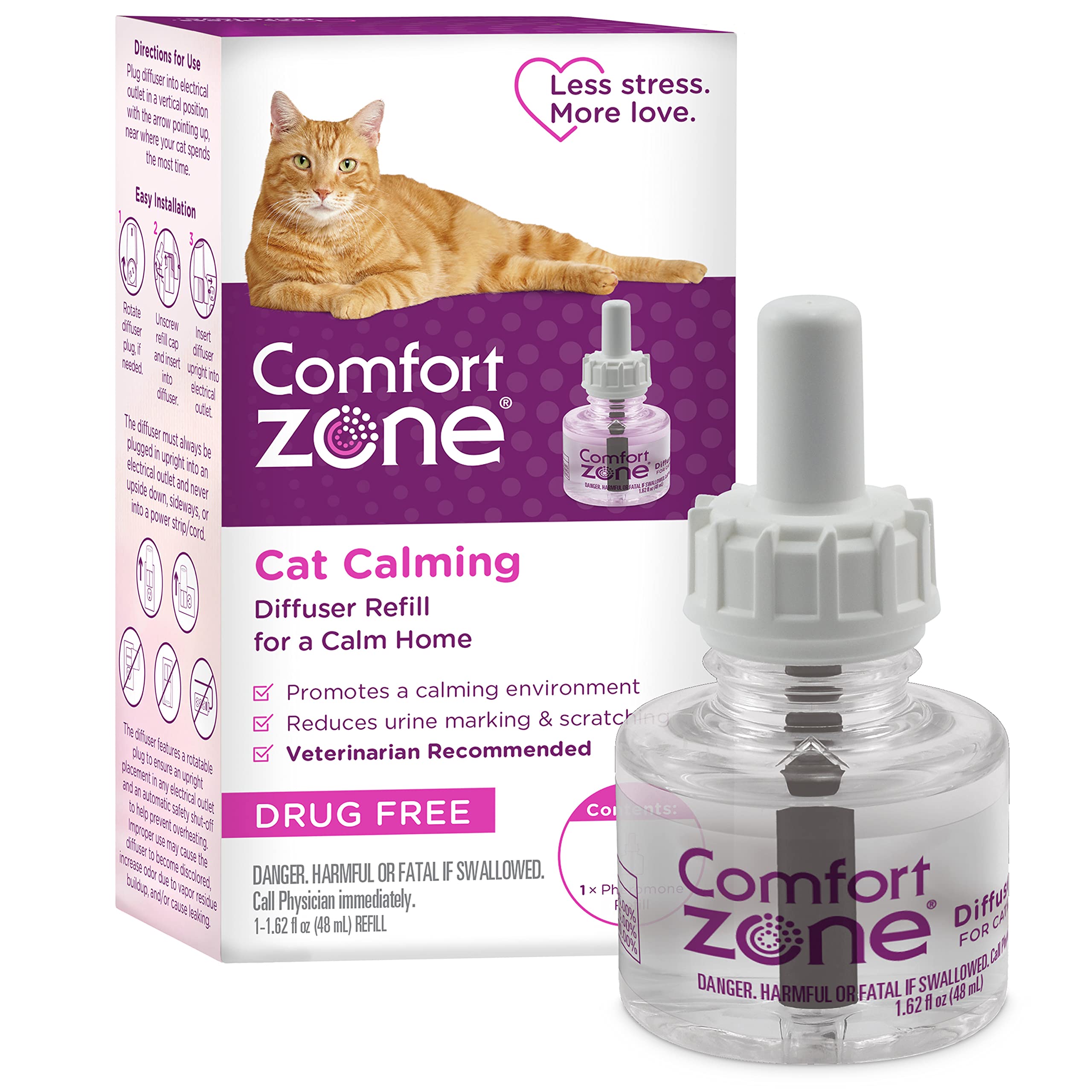 Comfort Zone 1 Refill Cat Calming Pheromone Diffuser Refill (30 Days) for a Calm Home | Veterinarian Recommended | De-Stress You