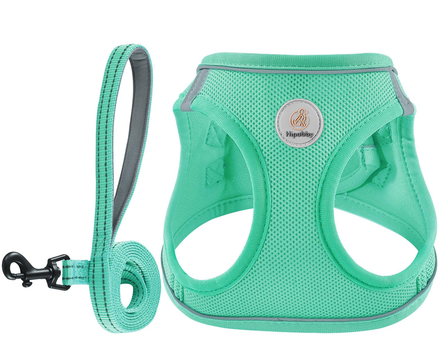 Hipubby Dog Harness and Leash Set, No Pull Soft Mesh Puppy Harness for Small Medium Dogs, Cats - Step in Reflective Breathable L