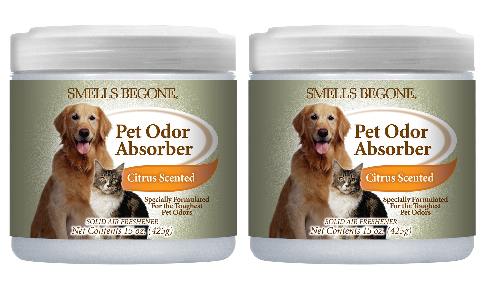 Smells Begone Air Freshener Pet Odor Absorber Gel - 15 Oz, Pack Of 2 - Absorbs And Eliminates Odor In Pet Areas, Bathrooms, Cars