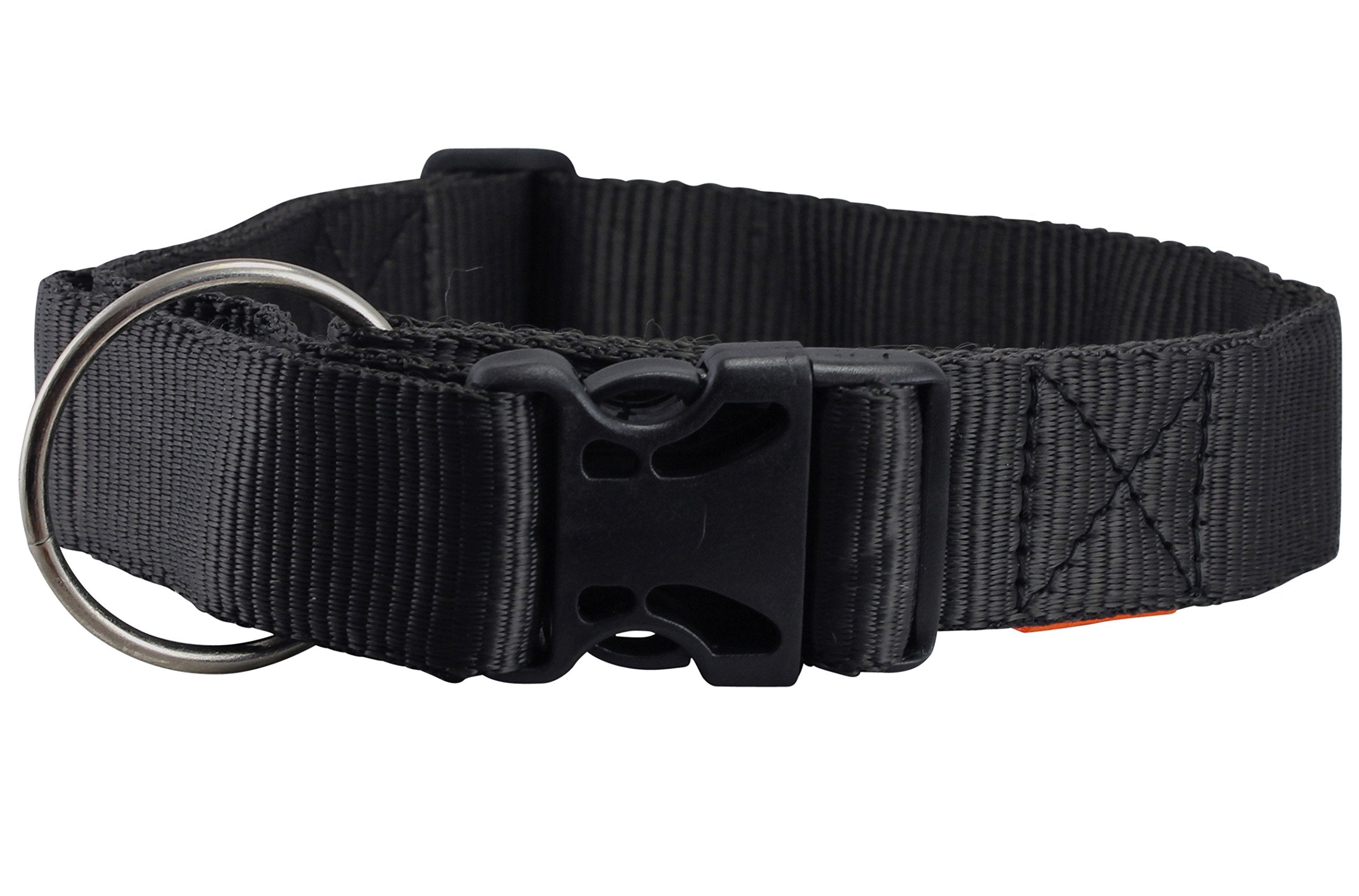 Heavy Duty Adjustable Nylon Dog Collar 1.25' Wide. Fits 15'-25' Neck Large