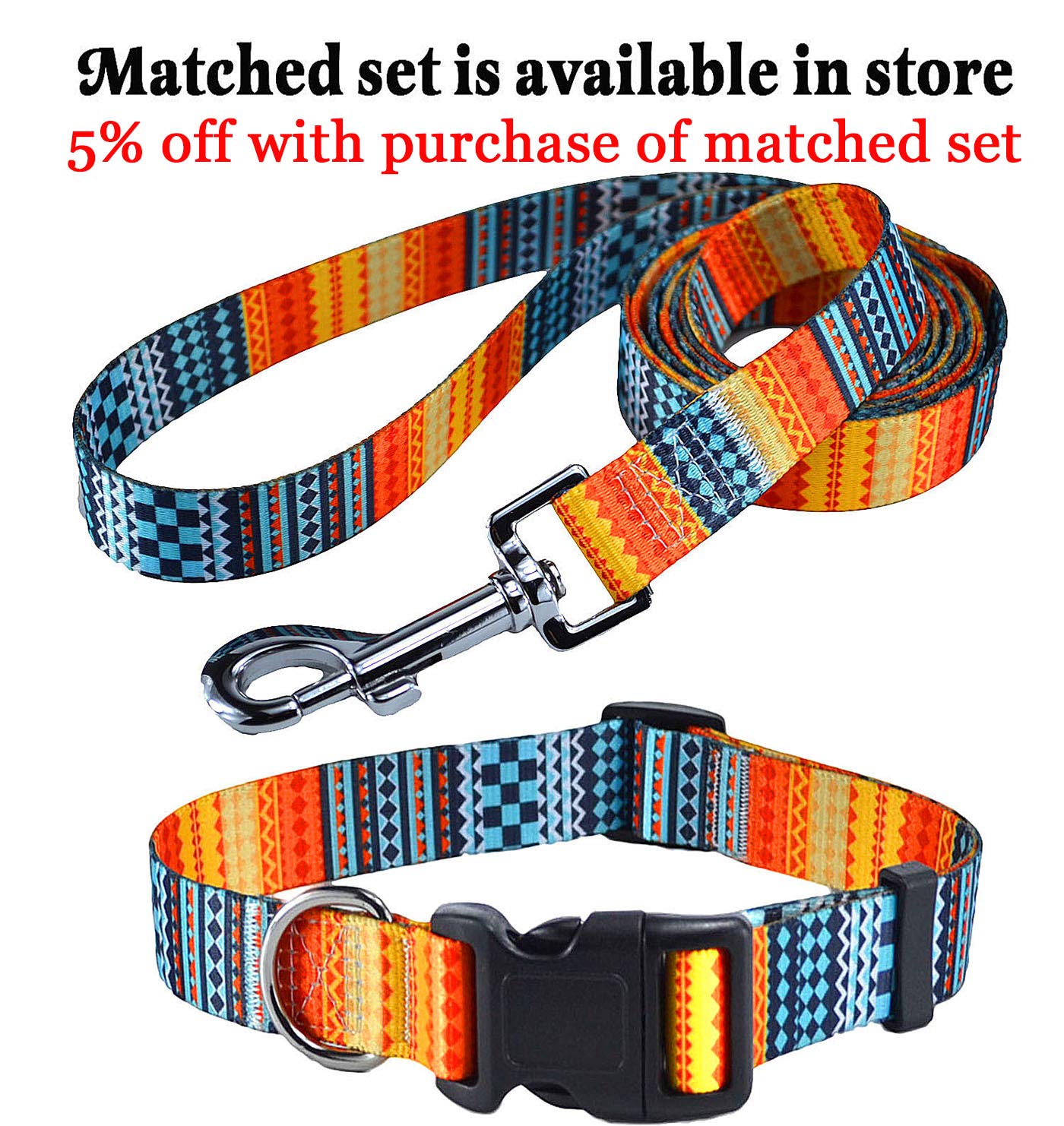Mihqy Dog Collar With Bohemia Floral Tribal Geometric Patterns - Soft Ethnic Style Collar Adjustable For Small Medium Large Dogs(Bohemian Orange,S)