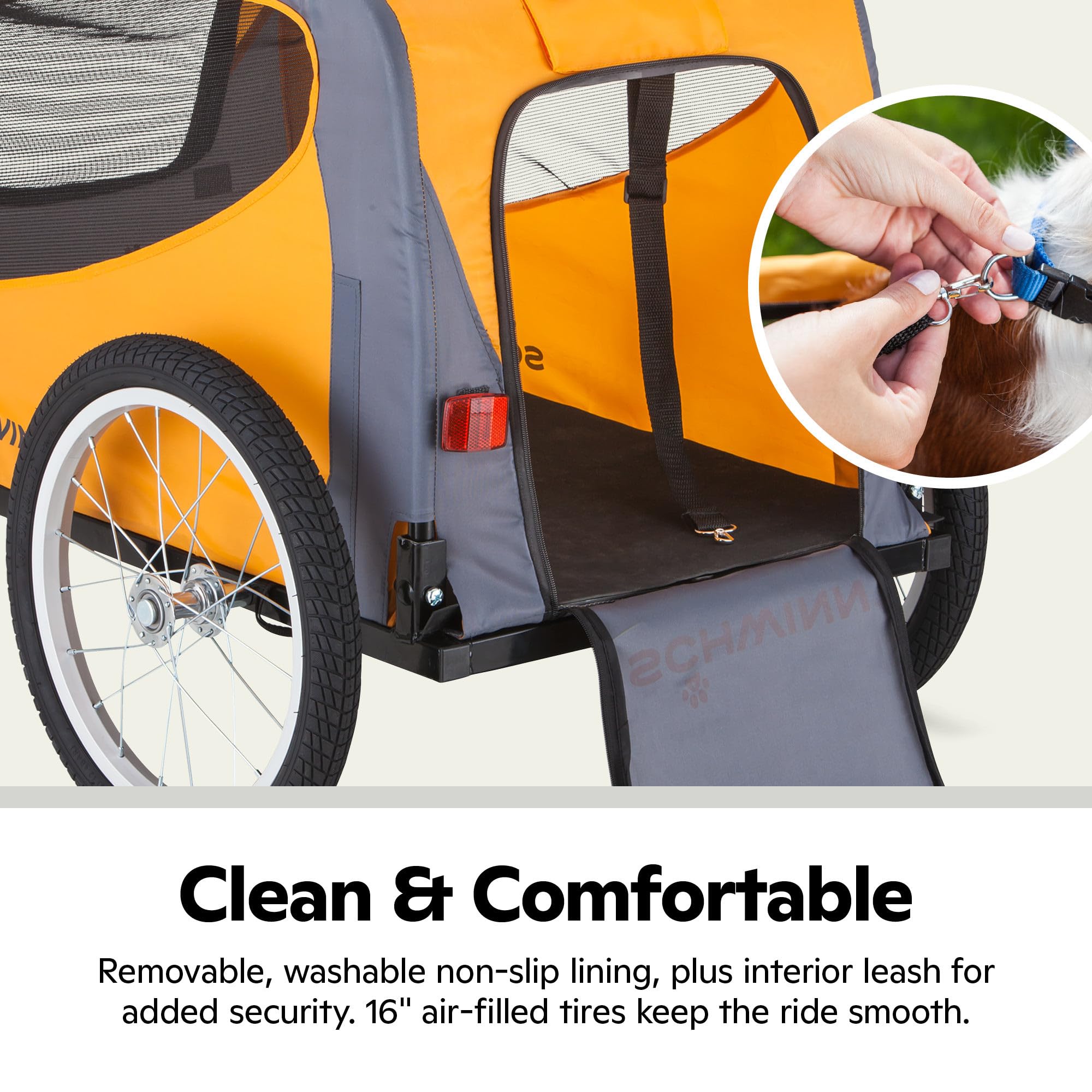 Schwinn 13-SC315 Rascal Bike Pet Trailer, For Small and Large Dogs, Lightweight, Tow with Bicycle, Up to 50 lbs. Small, Orange/G