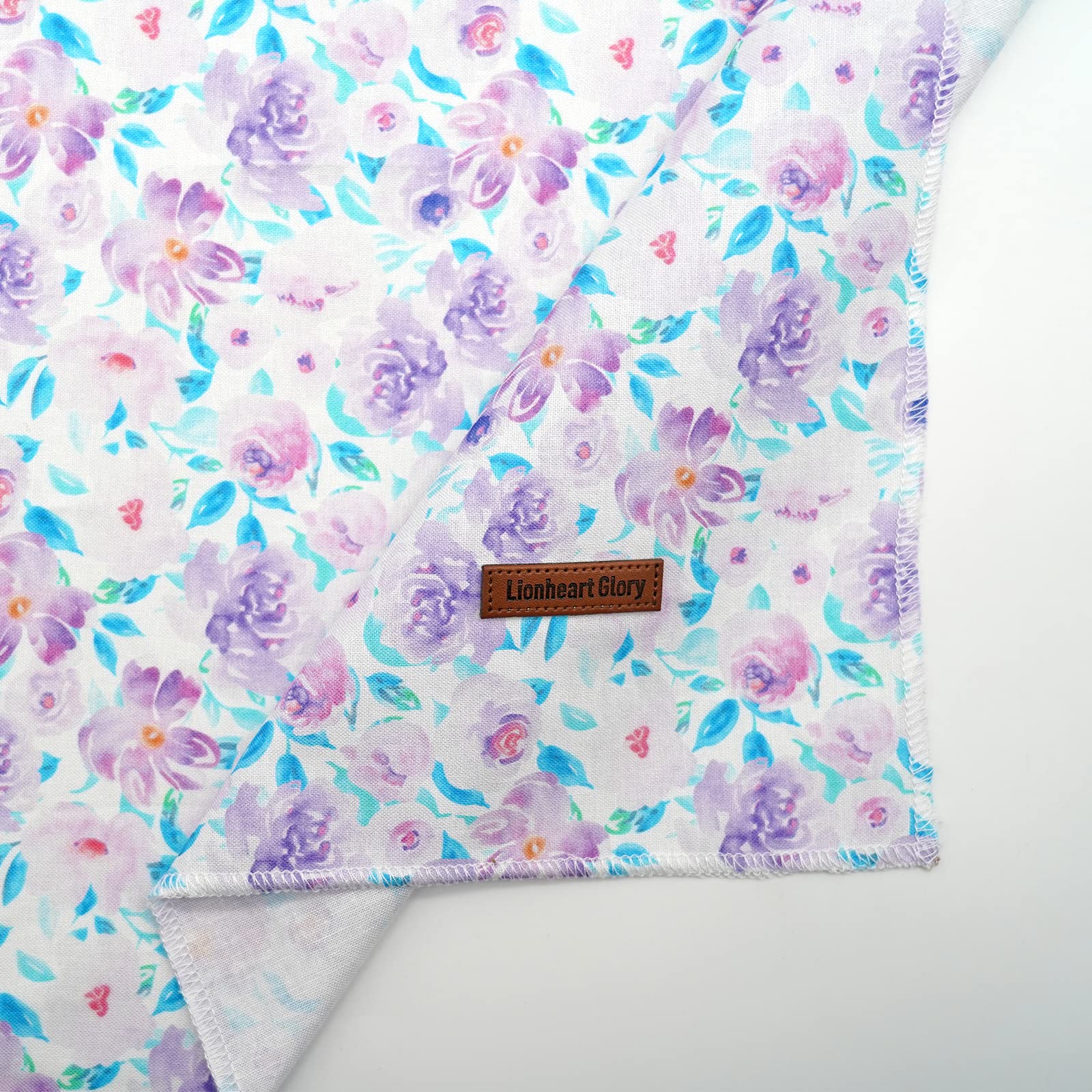 Lionheart Glory Floral Print Dog Bandana 1 Pack Washable Soft Dog Scarf, Square Adjustable Girl Dog Bandanas For Medium Large Do