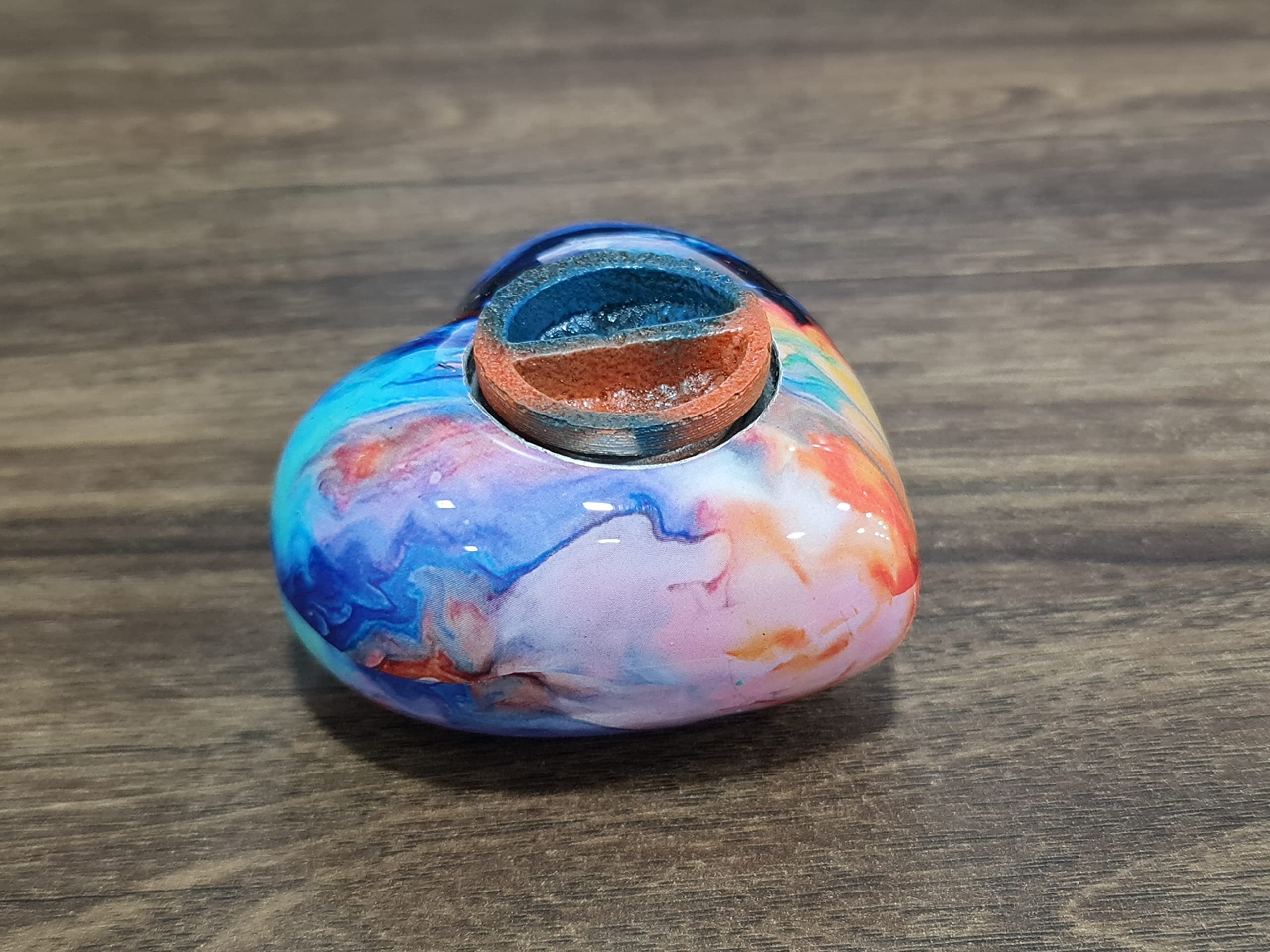 Esplanade Metal Mini Cremation Urn Heart-Shaped Keepsake Memorial Jar Pot Container | Small Urn For Funeral Ashes Burial | Wave Textured Metal Keepsake With Stand | Multicolor - 2.75' Inches