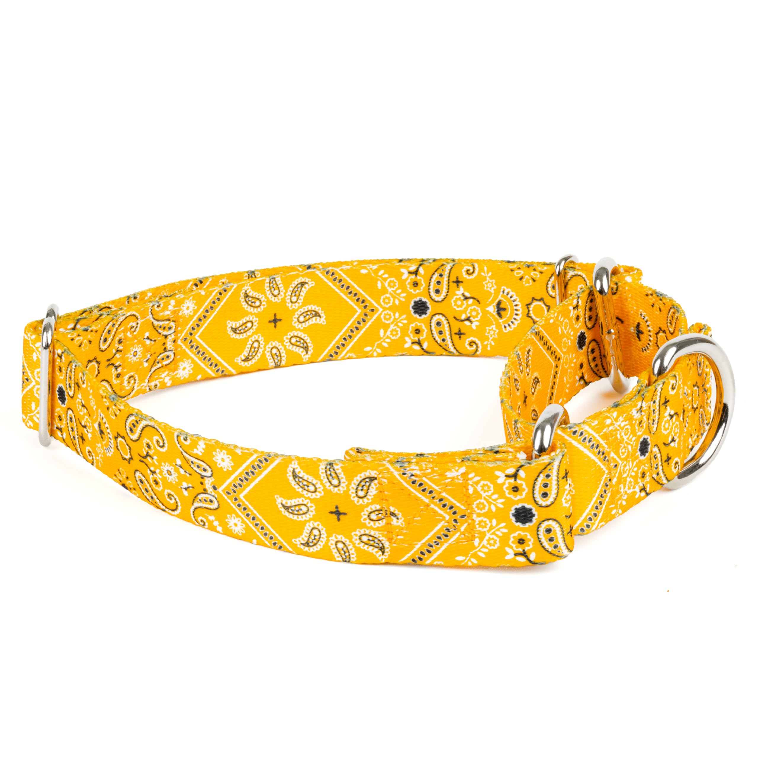 Country Brook Petz - Yellow Bandana Martingale Dog Collar - Country And Western Collection Featuring Rustic Designs (1/2 Inch, 2