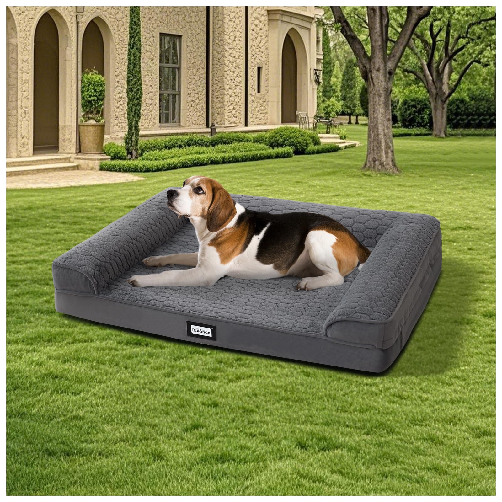 Balance Orthopedic Dog Bed For Large Dogs, Comfortable Dog Sofa Beds With Removable Washable Cover & Waterproof Lining, Egg Crat