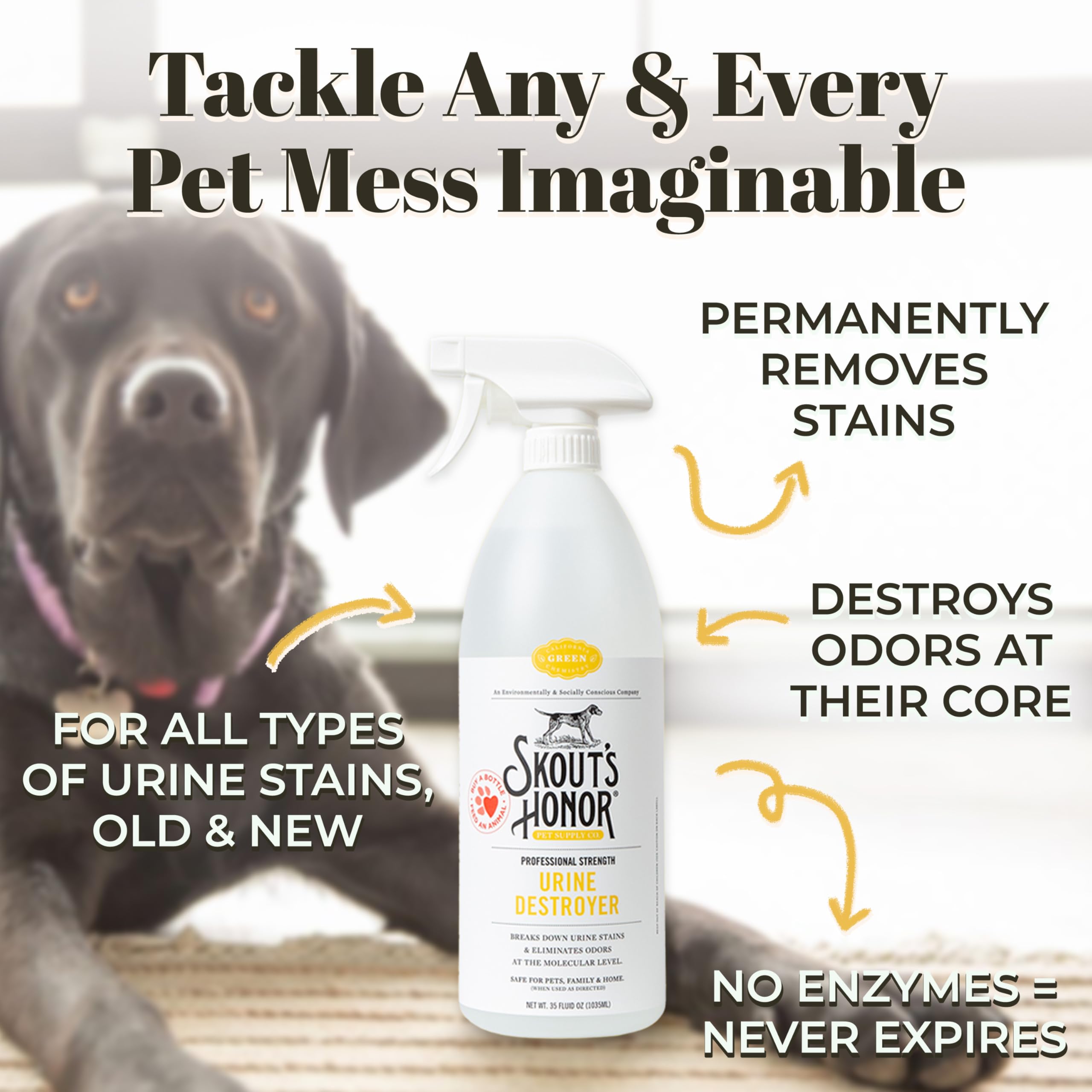 Skout'S Honor Dog Urine Destroyer, Professional Strength, Plant-Powered, Cruelty-Free Urine Eliminator For Carpets And Indoor Li