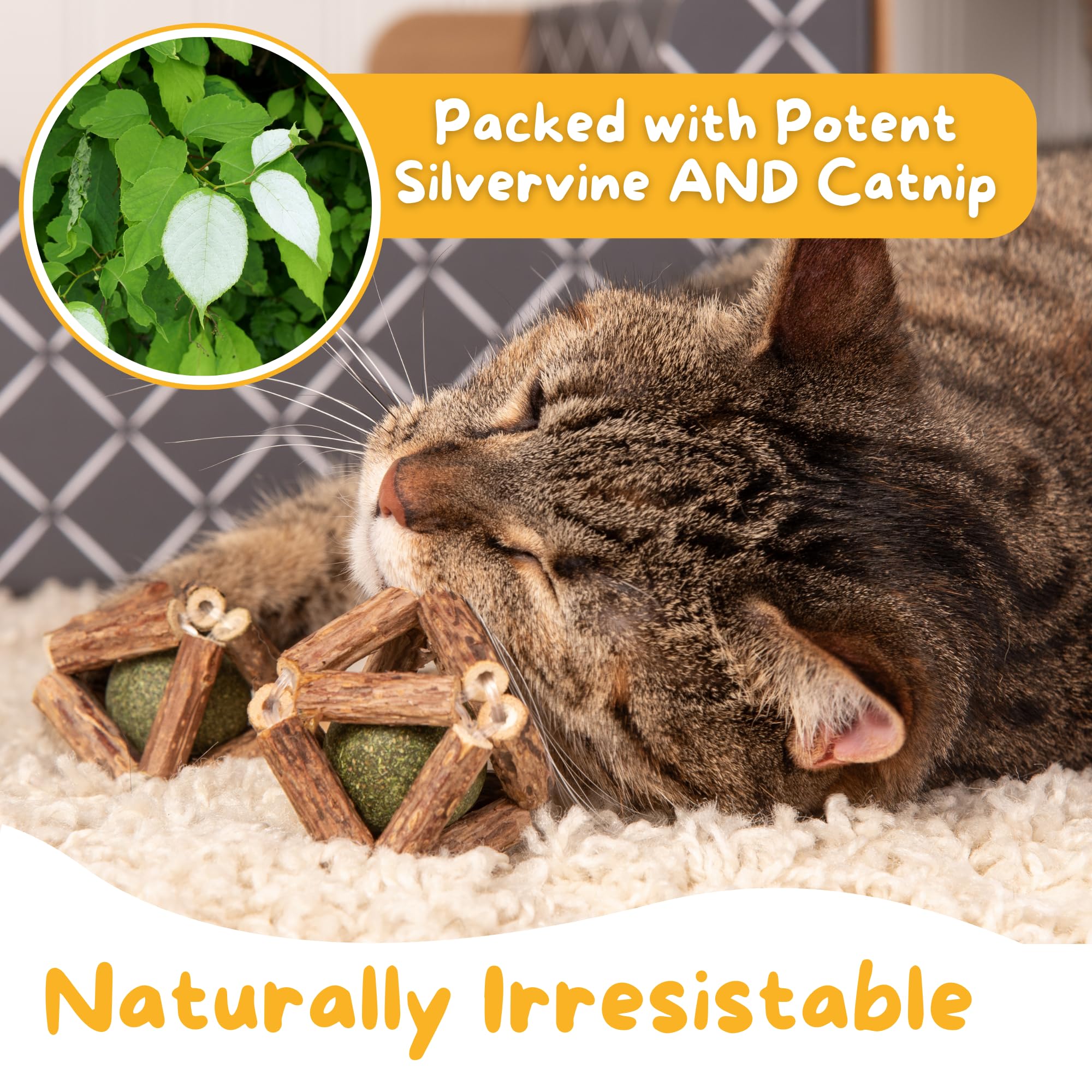 Hide & Scratch 3 Pack Of Premium Silvervine And Catnip Rattle Ball Toys - All Natural, Hand-Woven Cat Chew Toys For Indoor Cats