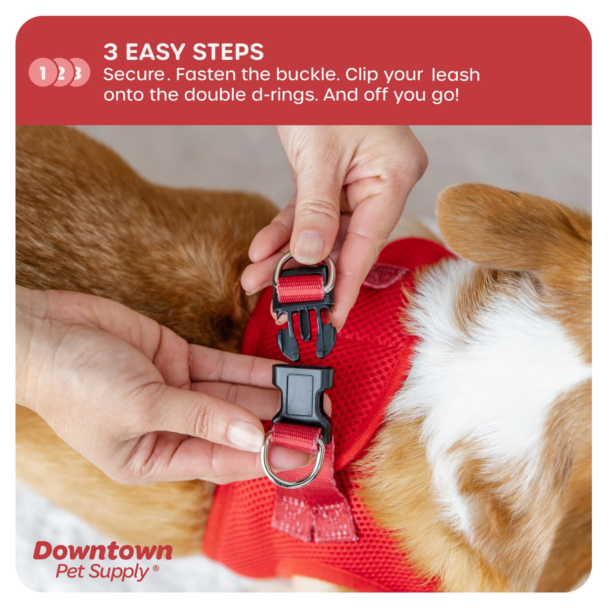 Downtown Pet Supply Step In Dog Harness No Pull, X-Large, Red - Adjustable Harness With Padded Mesh Fabric And Reflective Trim -