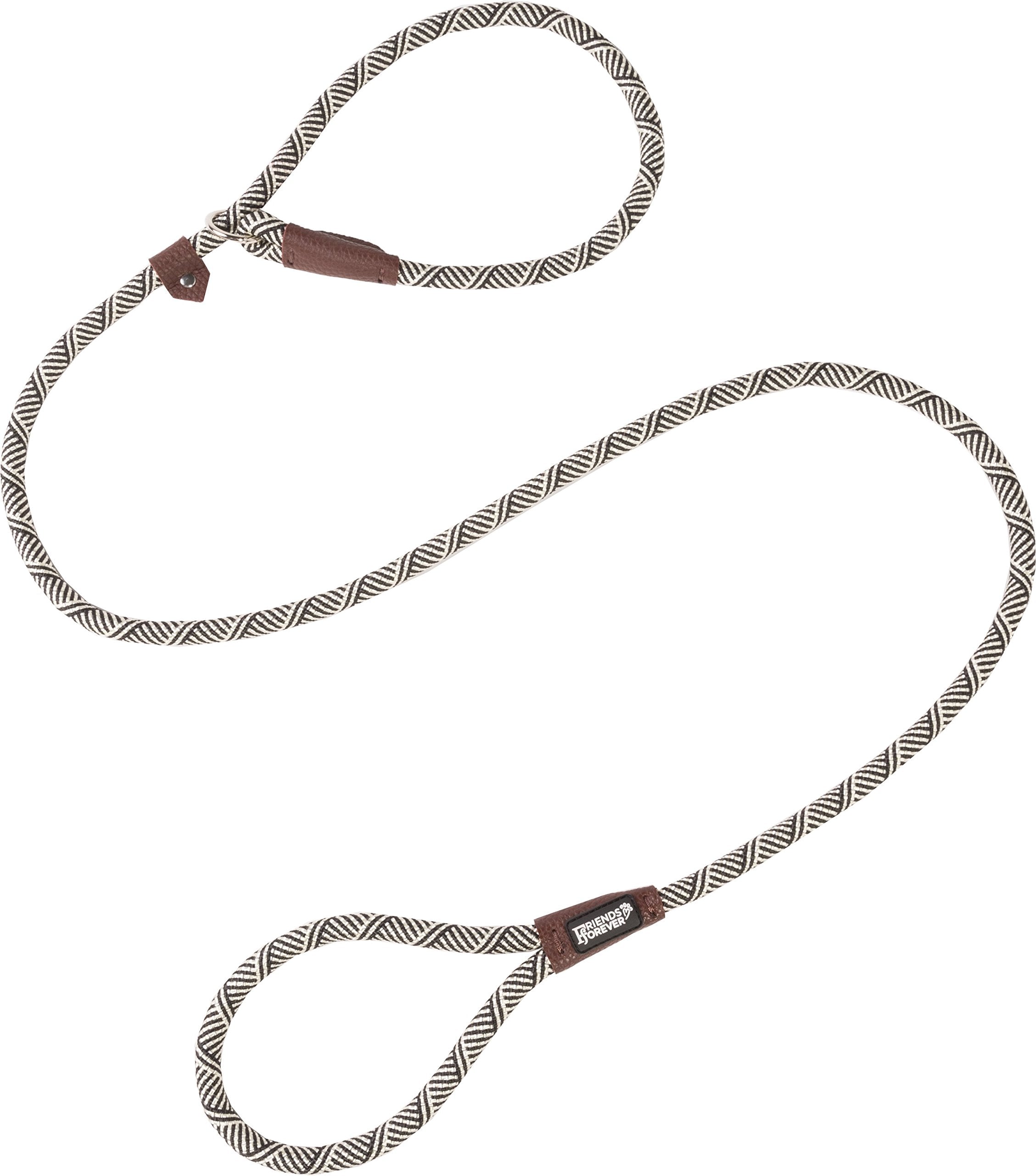 Friends Forever Dog Rope Leash - Durable 6ft Reflective Training Slip Lead, Heavy Duty Nylon, Silver