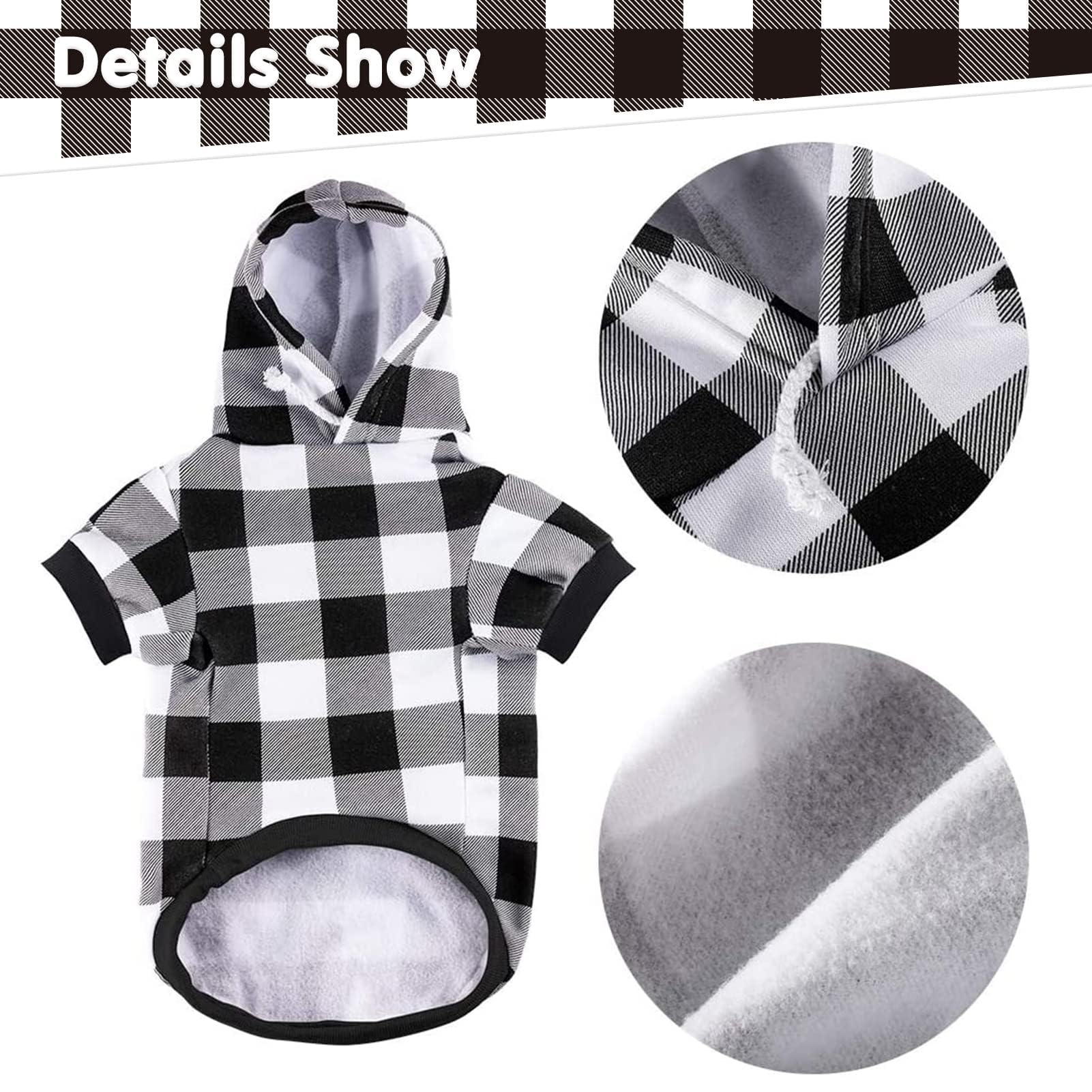 Kooltail Plaid Dog Hoodie Pet Clothes Sweater With Hat And Pocket For Small Medium Large Size Dogs, Soft Winter Warm Dog Cold We