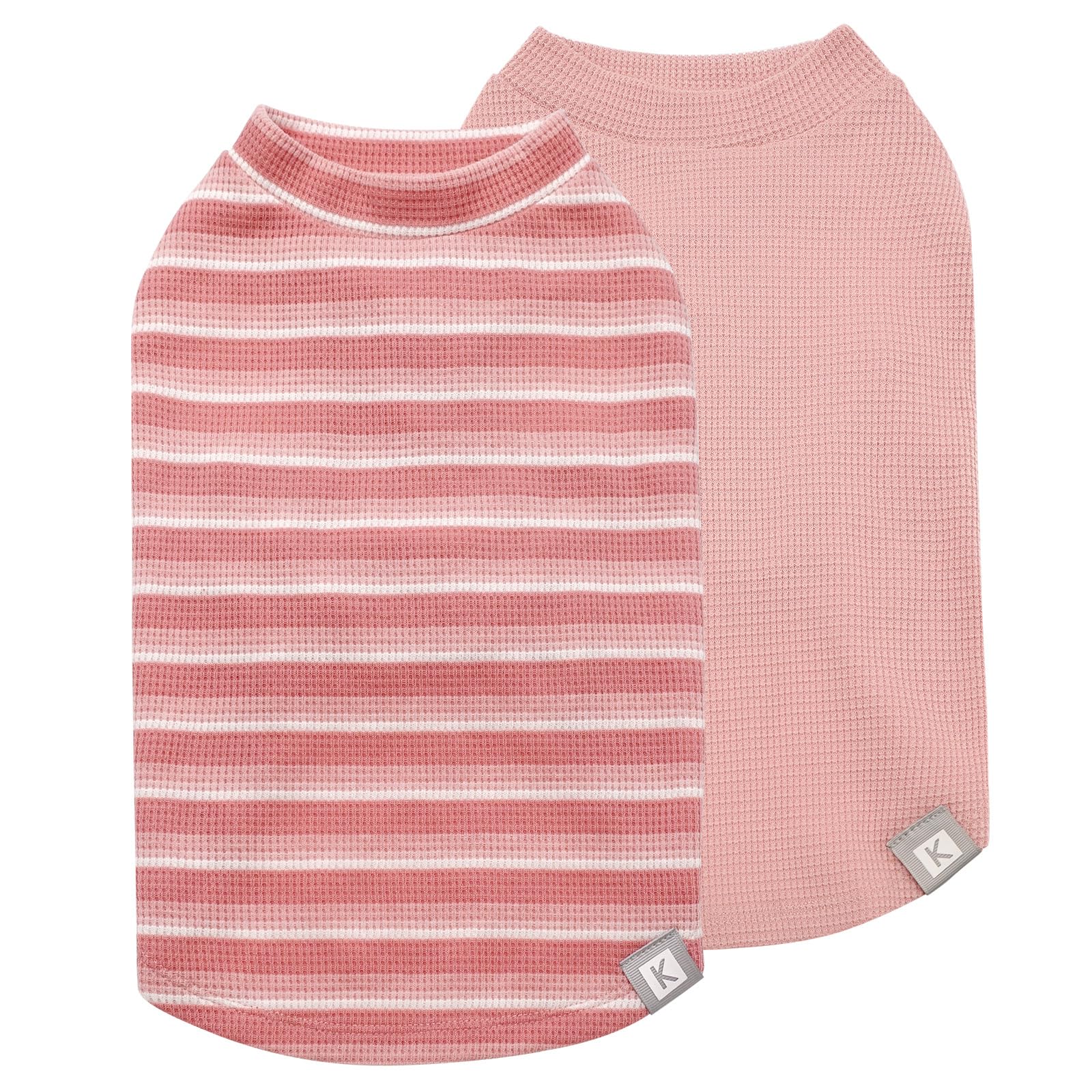 Kyeese 2Pack Waffle Dog Shirts For Small Dogs Stretchy T-Shirts Lightweight Tank Top Sleeveless Striped Vest Breathable Pet Outf