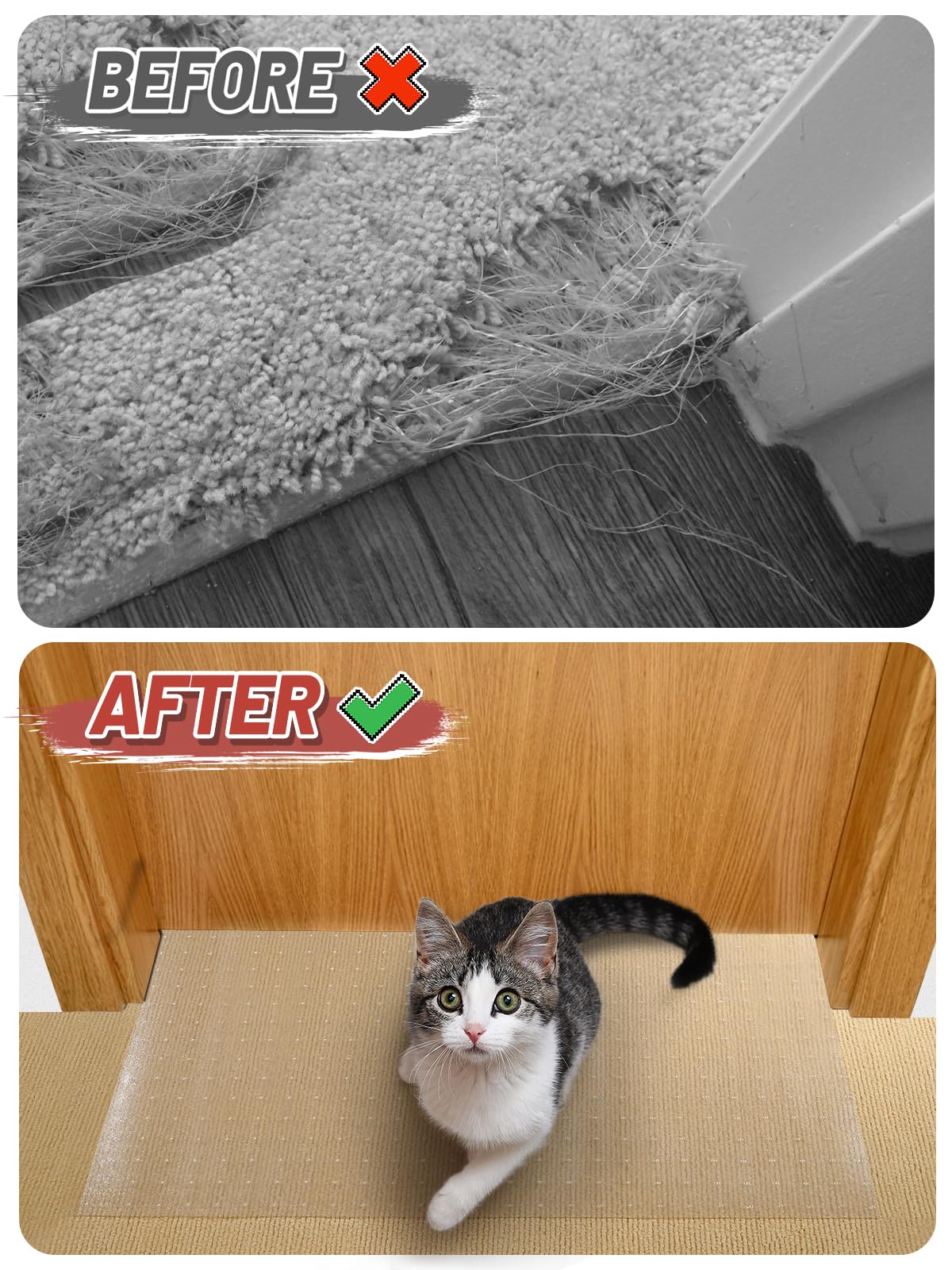 8.2Ft(L) Carpet Protector For Pets - Anti-Slip Cat Carpet Protector, Scratch Resistant Pets Scratch Stopper, Easy To Cut Floor R