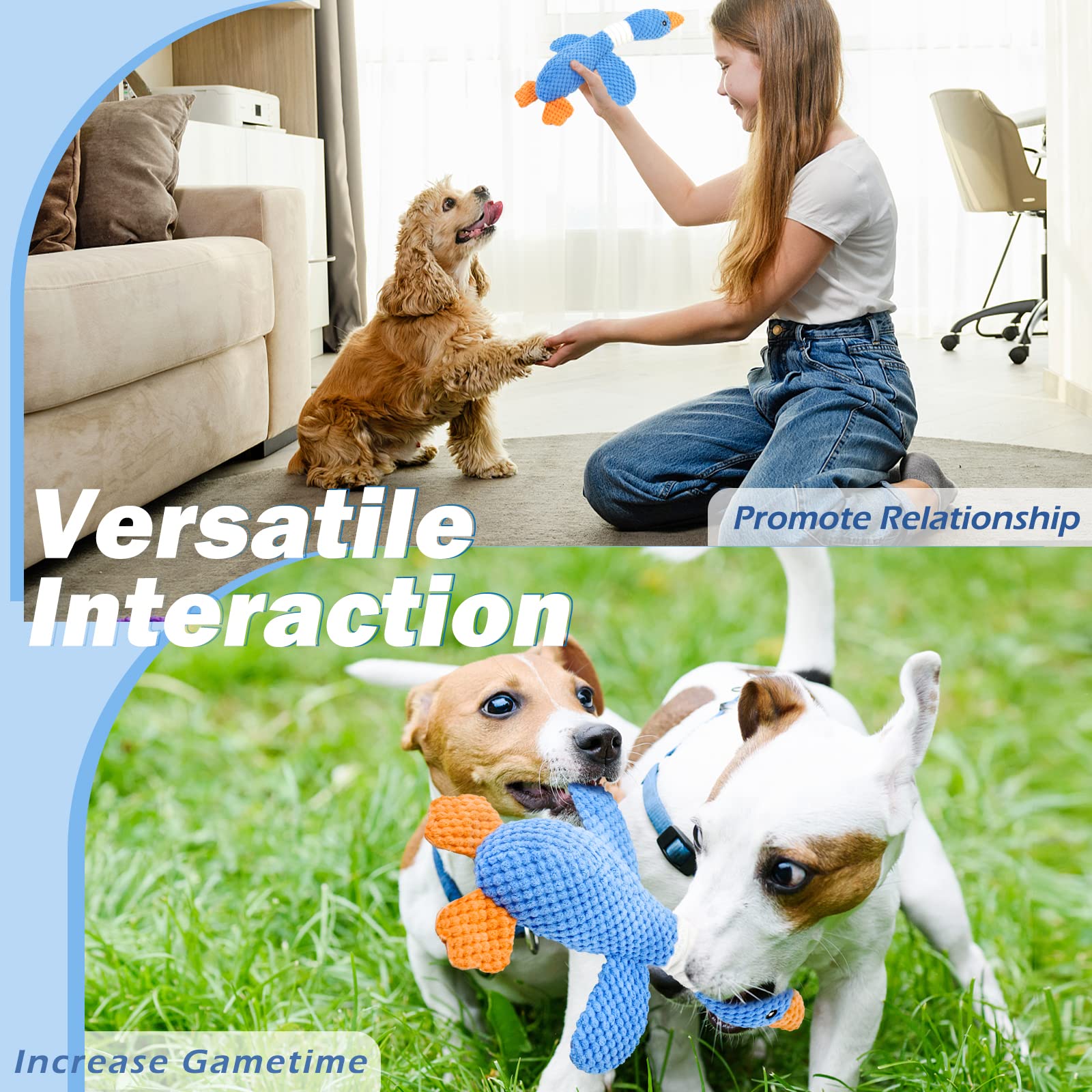 Vitscan Upgraded Goose Indestructible Dog Toys For Aggressive Chewers Small Medium Large Breed, Crinkle Squeaky Dog Toys Plush Dog Toy Puppy Chew Toys For Teething, Duck Interactive Dog Puppy Toys