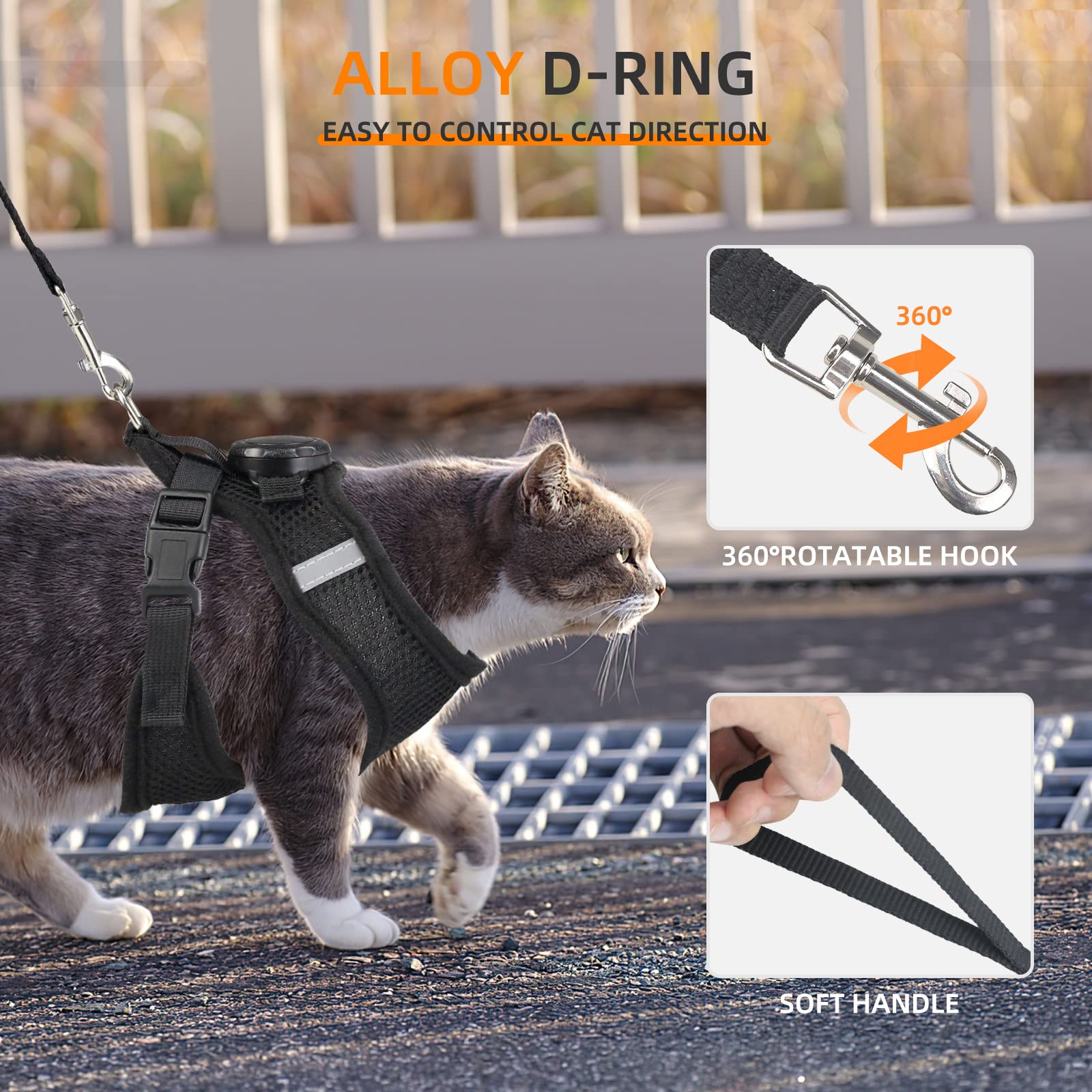 Airtag Cat Harness And Leash For Walking, Integrated Cat Vest With 100% Waterproof Air Tag Holder, Escape Proof Reflective Adjustable Vest Harnesses With Apple Air Tag Case For Cats, Kittens, Puppies