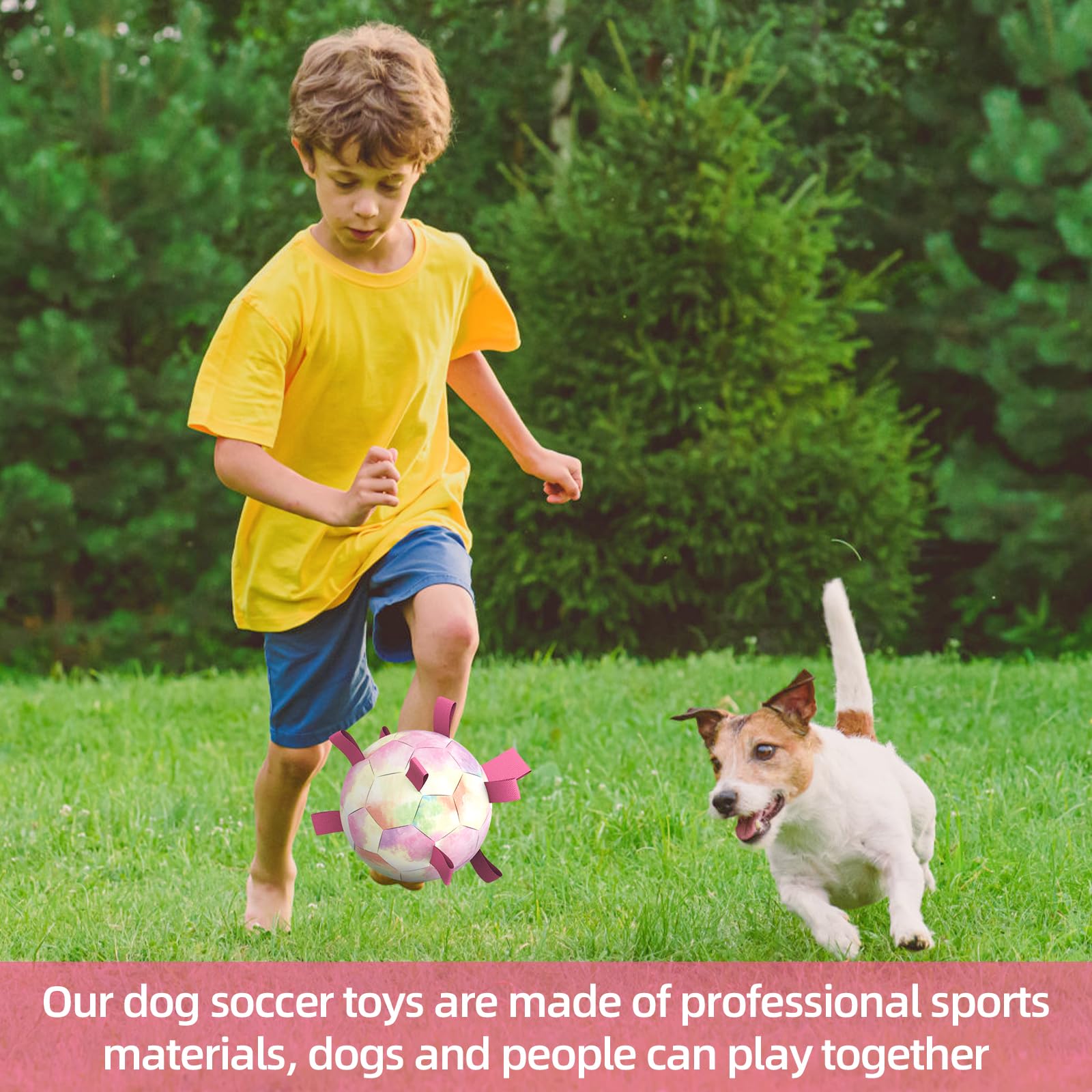 Qdan Dog Toys Soccer Ball With Straps,Gradient Interactive Dogs Toys For Tug Of War, Puppy Birthday Gifts,Water Toy Durable Dog