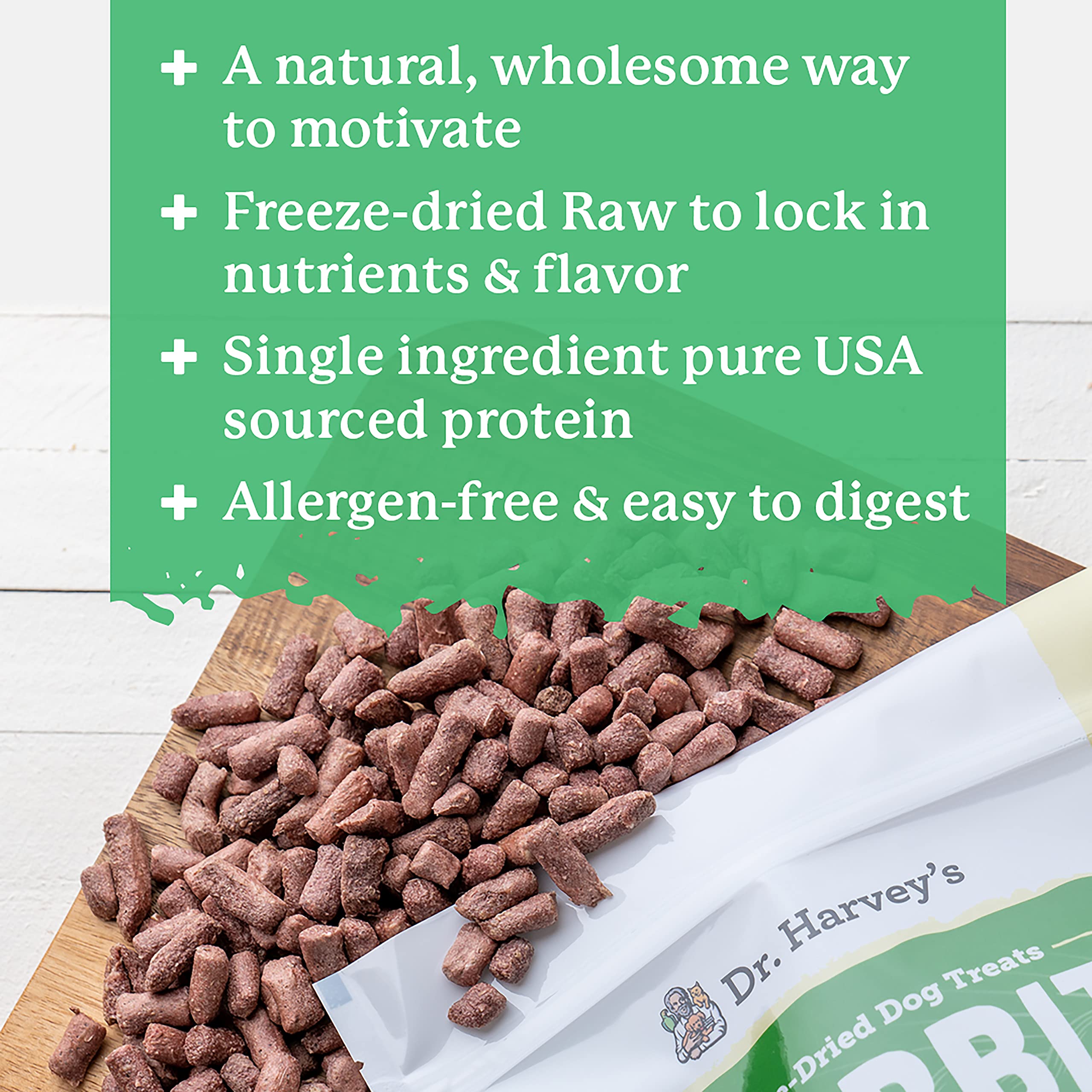 Dr. Harveys Rabbit Bites Freeze-Dried Raw Dog Treats - Single Ingredient, All-Natural Rabbit Meat Protein for Dogs, Allergen-Fr