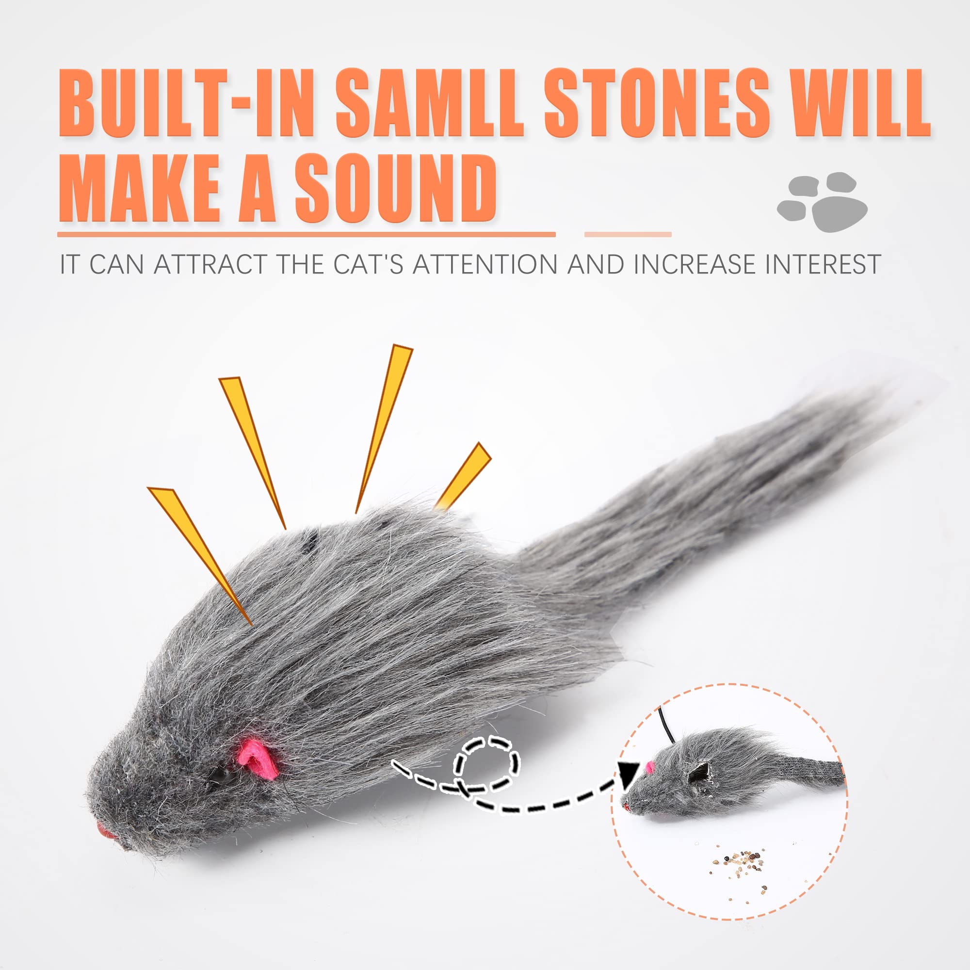 Fynigo Self-Play 3 Ways Hanging Door Cat Mouse Toys For Indoor Cats Kitten,Interactive Cat Mice Toys For Hunting Exercising Eliminating Boredom, For Small Breeds