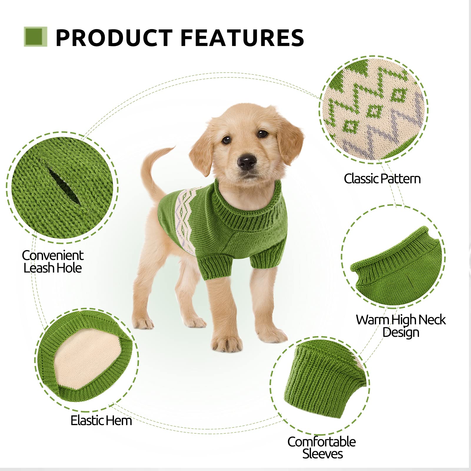 Queenmore Warm Dog Sweater, Soft Pet Knitwear, Knitted Pullover, Vlentines Day Gifts Winter Pet Clothes for Small Medium Dogs Ca