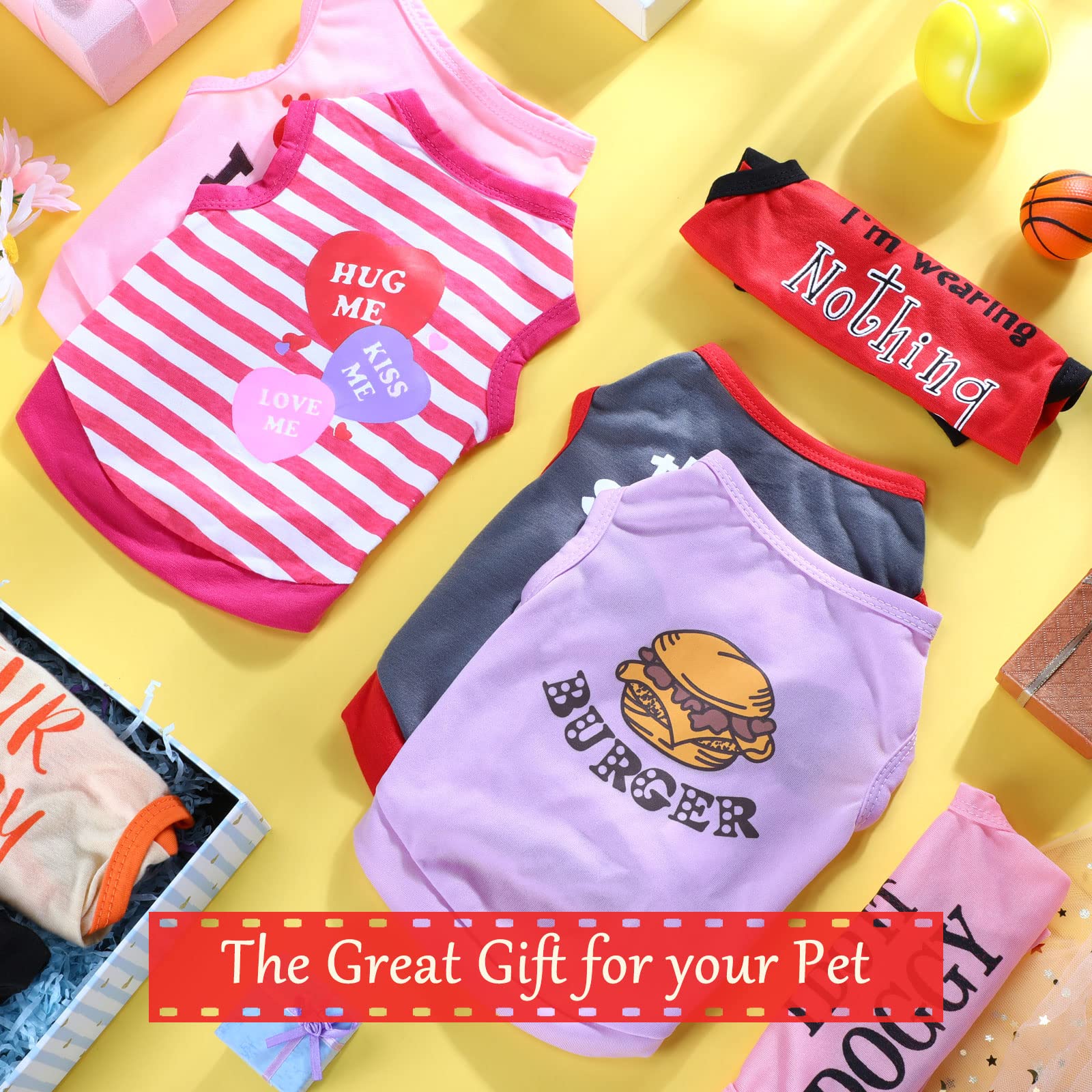 8 Pieces Pet Shirts Printed Puppy Shirts Soft Dog Shirt Pullover Dog T Shirts Cute Dog Sweatshirts Valentine'S Day Puppy Girl Clothes Dog Outfits Small Dog For Pet Dogs Cats (Classic Pattern,Size S)