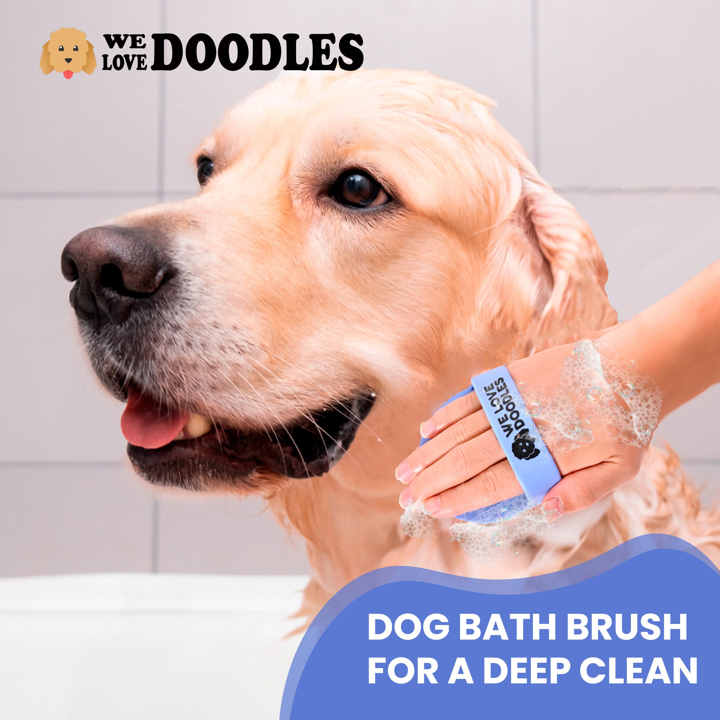Dog Grooming Bath Brush, Pet Rubber Brush For Shower Scrubbing & Soothing Massage, Ideal For Long & Short Haired Dogs And Cats,