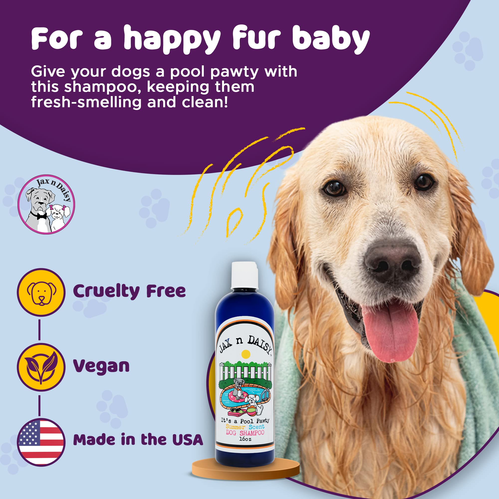 Jax N Daisy It S A Pool Pawty Summer Scent Dog Shampoo Essential Oil Shampoo For Dogs Gentle Dog Hair Cleanser Fresh Clean Cruel