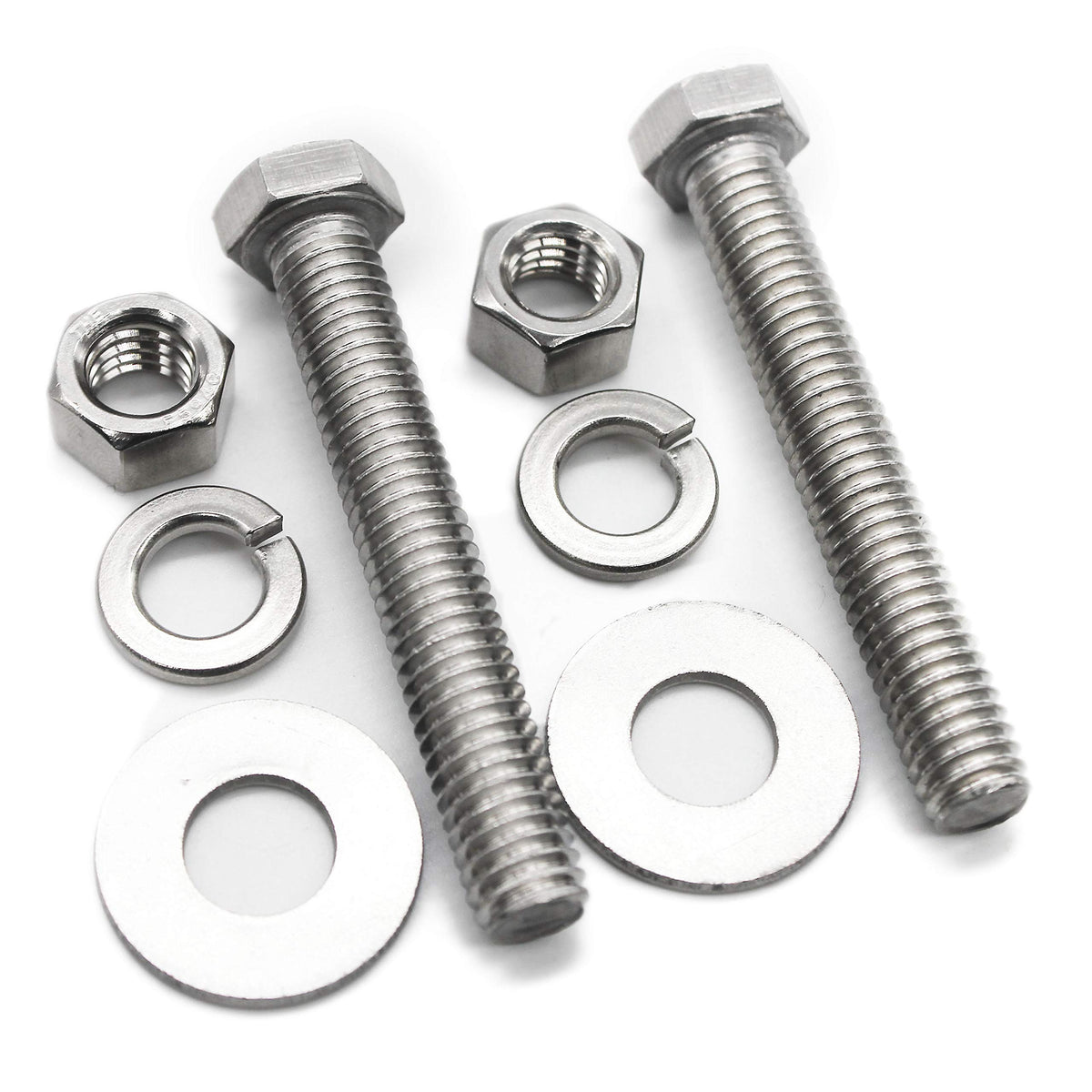 (10 Sets) 14-20x1-34 Stainless Steel Hex Head Screws Bolts, Nuts, Flat  Lock Washers, 18-8 (304) SS, Fully Threaded by Bolt Full