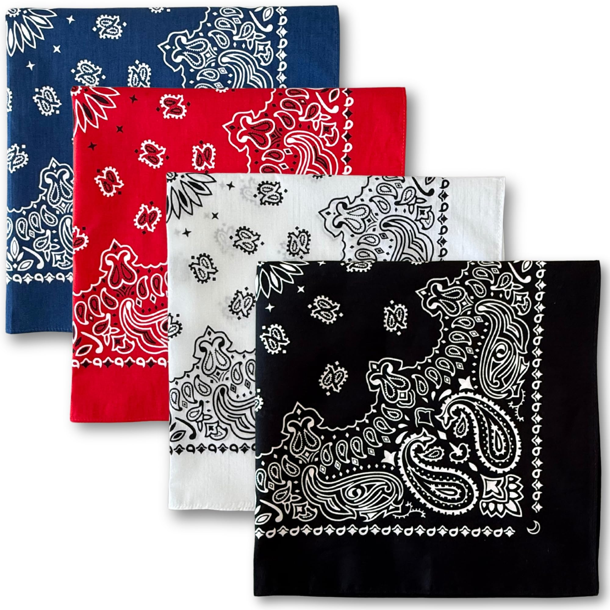 The Peacock Crew Pack Of 4 Bandanas In Premium Soft Cotton Paisley Print - The Iconics Color Set