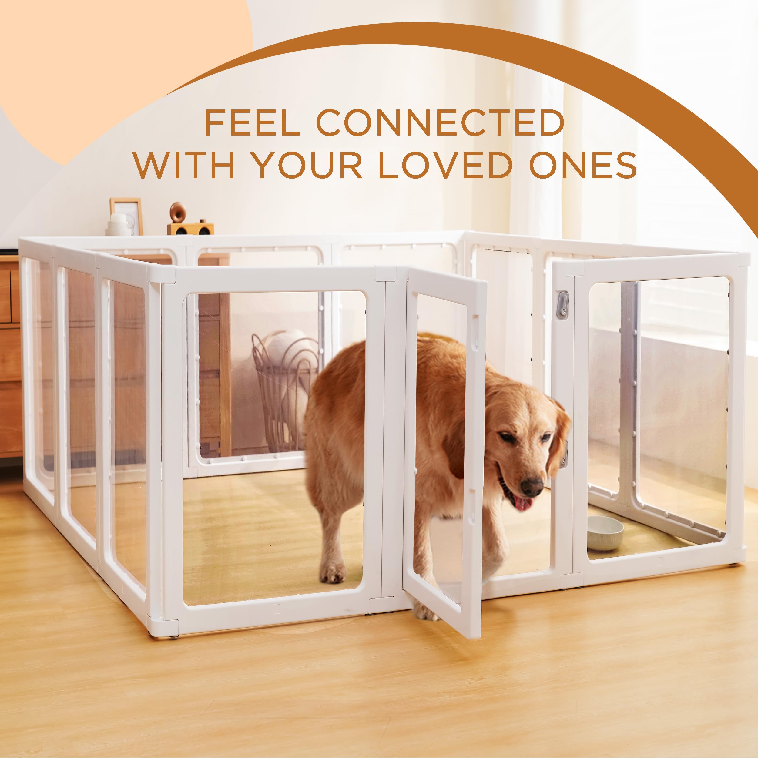 Citylife Clear Acrylic Plastic Dog Playpen Indoor,For Puppy Cat Rabbit Ferret Transparent Pet Pen,Easy Assemble Whelping Crate K