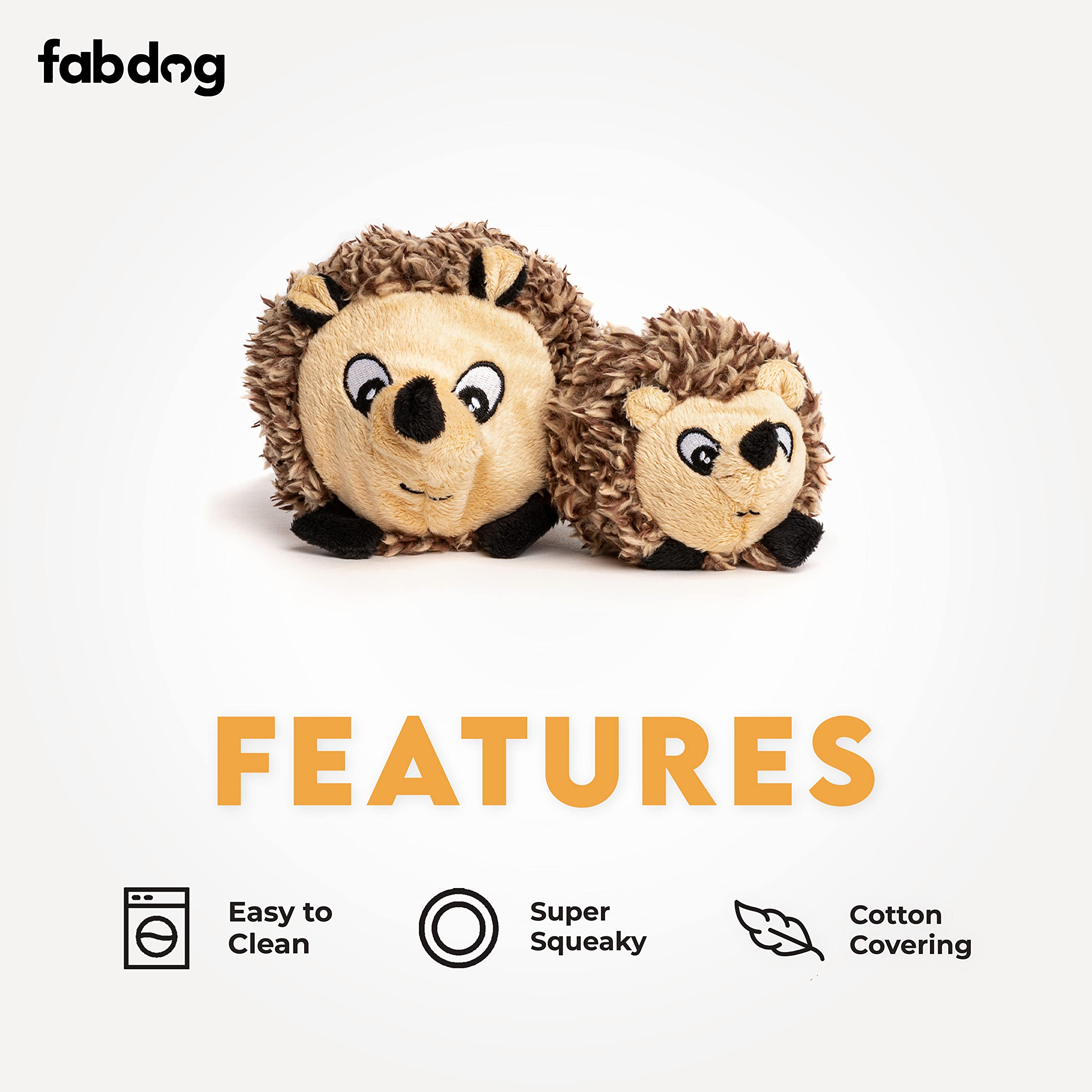 Fabdog Hedgehog Faball Squeaky Dog Toy (Small)