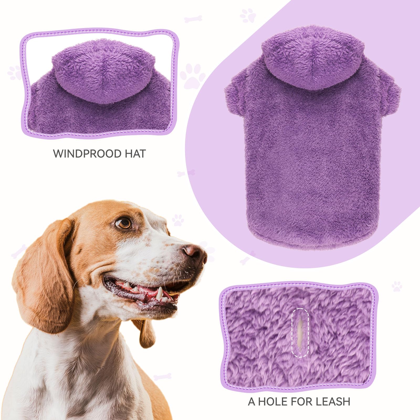 Fuzzy Dog Hoodie - Soft Double-Sided Plush Fleece Dog Sweater For Large Dogs - Sherpa Hooded Sweatshirt (Purple-Xxl)