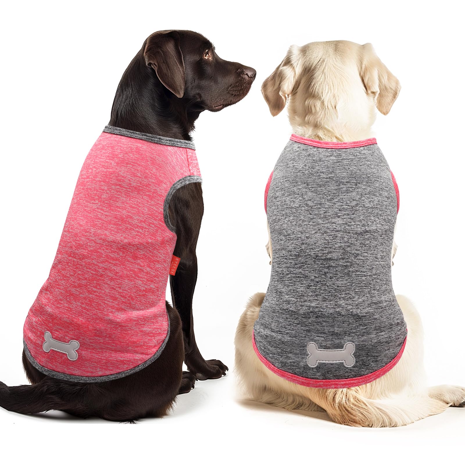 Kyeese 2 Pack Dog Shirts Quick Dry Soft Stretchy Dog T-Shirts With Reflective Label Tank Top Sleeveless Vest Sun Protection Pet 