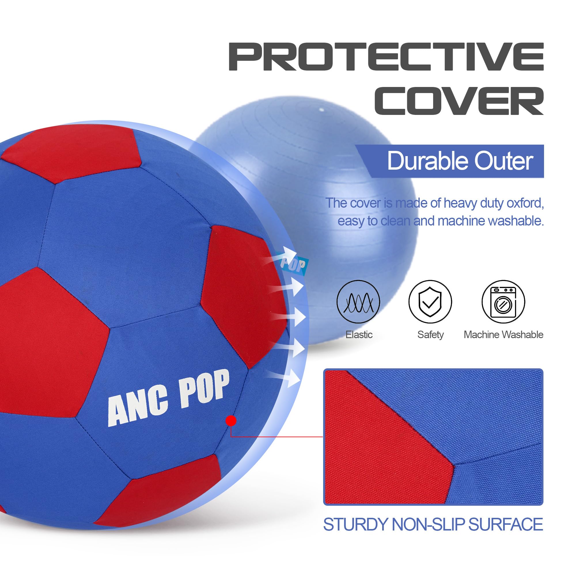 Anc Pop Herding Ball For Horse Ball & Cover 40'' Large For Play Herding Ball Horse Toys For Horse (Blue & Red)