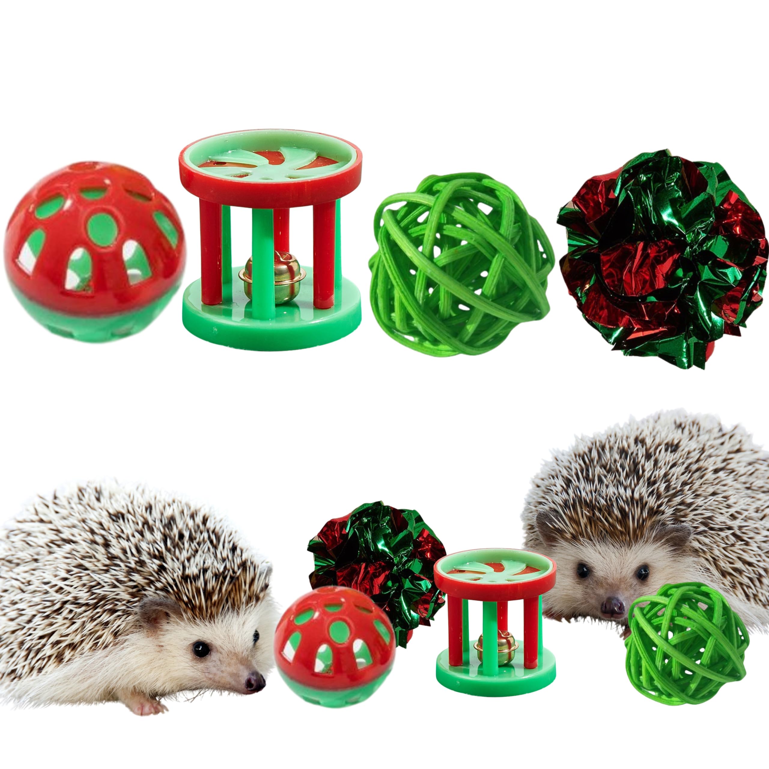 4 Pcs Toys For Hedgehogs Small Animal Accessories, Hedgehog Toys For Cage And Bell Ball, Hedgehog Enrichment Toy, Funny Balls To