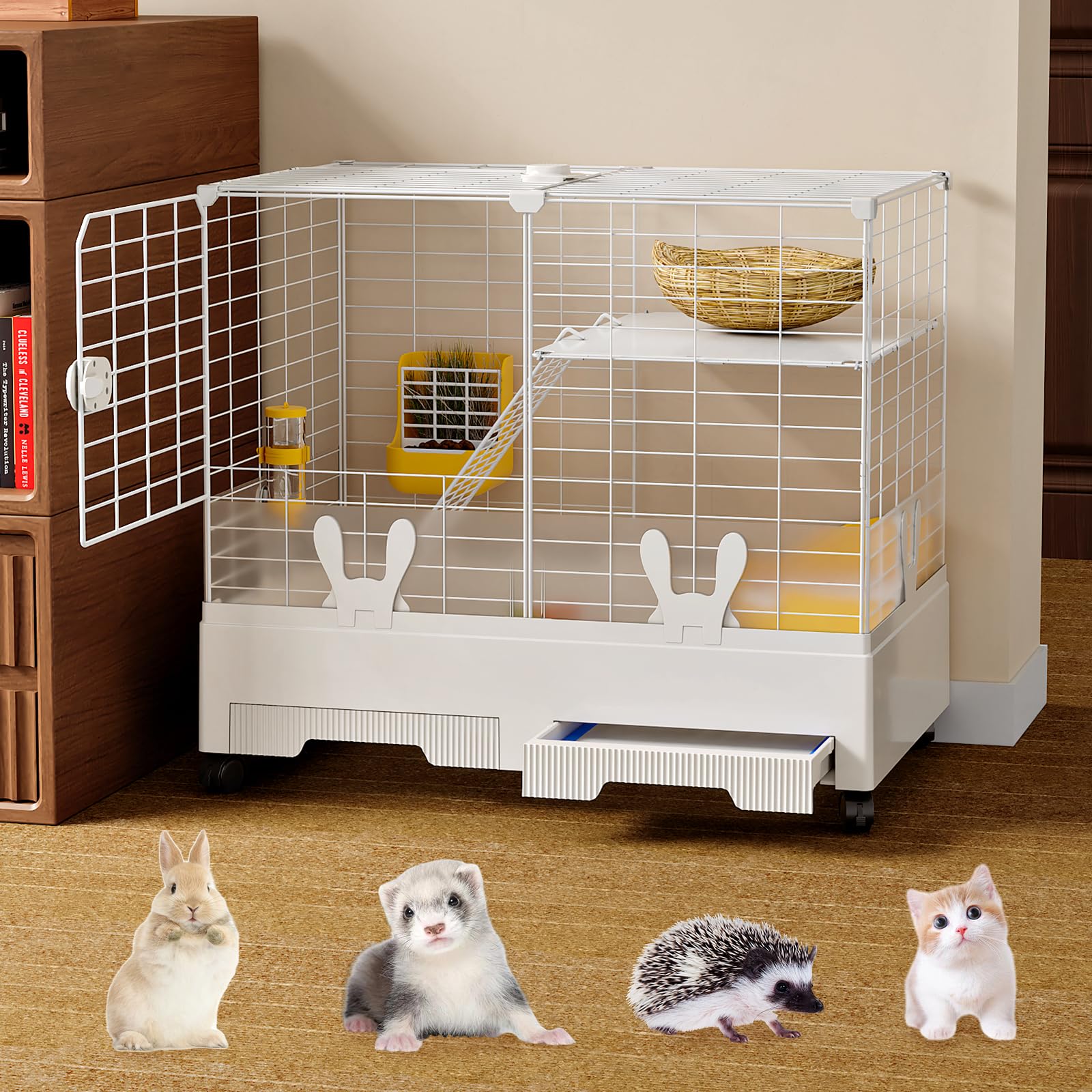 Oneluck Bunny Cage Indoor Rabbit Hutch With Pull Out Tray Rabbit, Guinea Pig, Chinchillas, And Small Animal Cage
