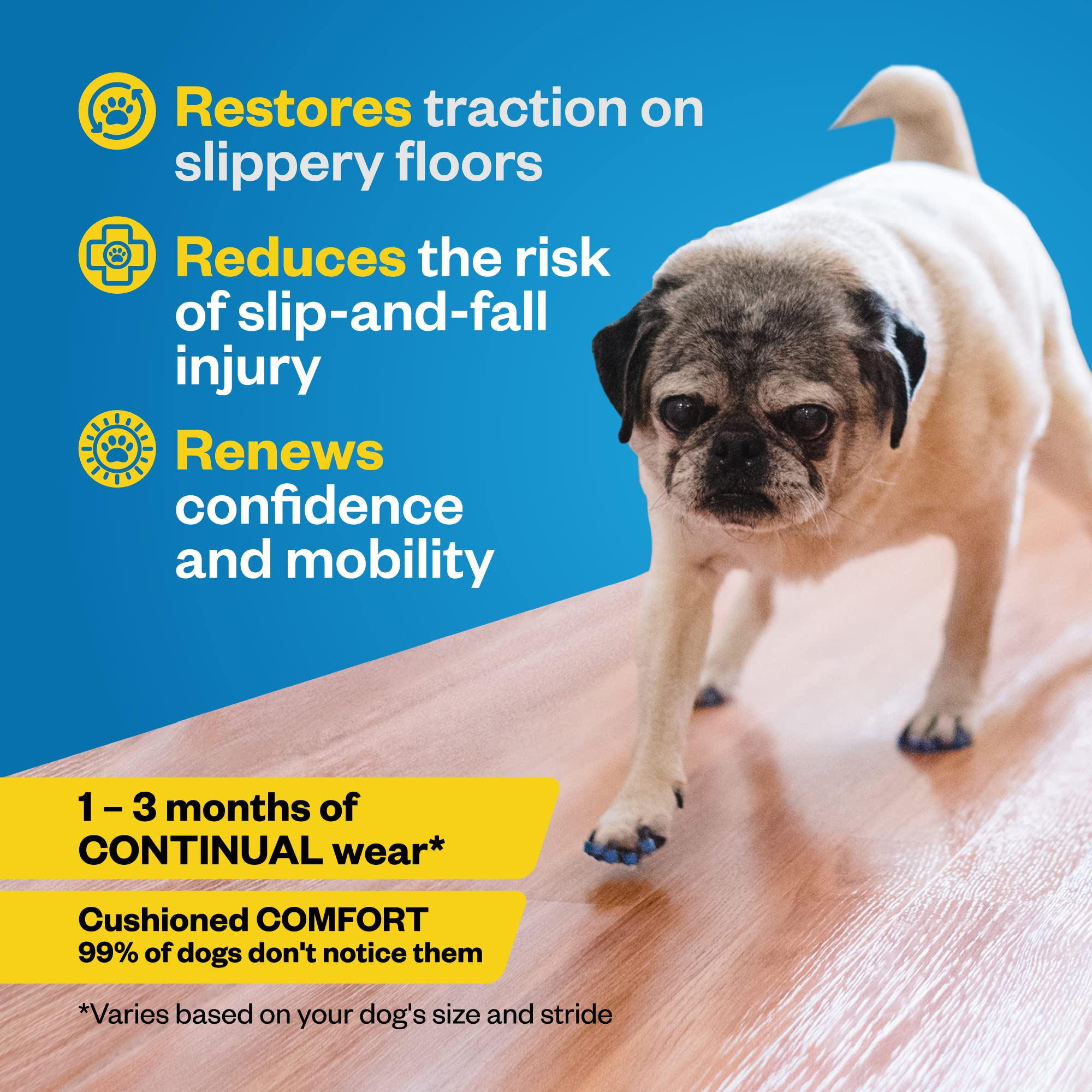 Dr Buzby's Large ToeGrips for Dogs - Anti-Slip Rubber Nail Grippers for Hardwood Floors - 20 Count, Instant Traction for Senior Dogs