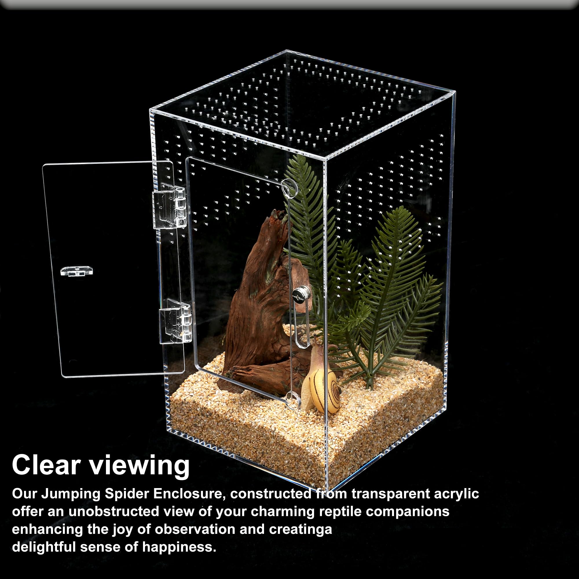 Acrylic Tarantula Enclosure Jumping Spider Enclosure With Front Opening Door5.3 * 5.3 * 9 Inches Micro Habitat Terrarium For Sma