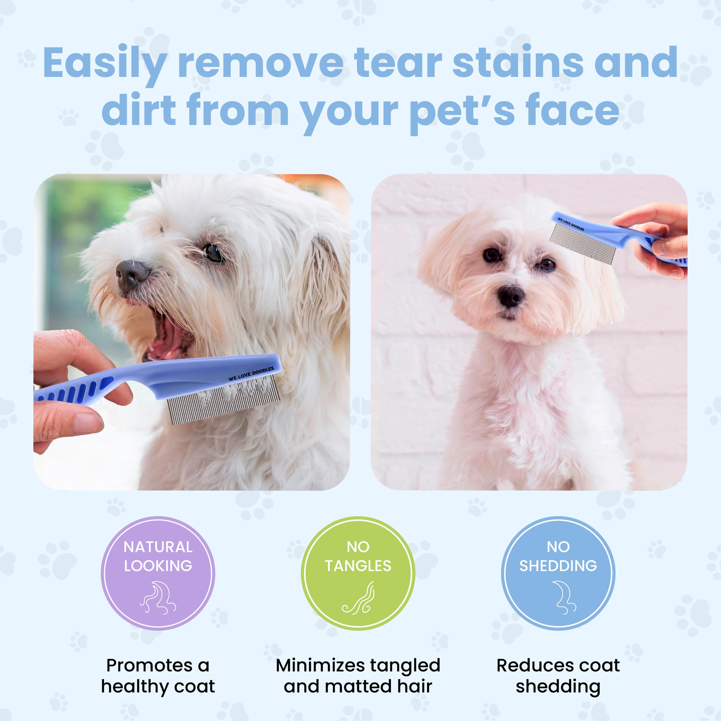Dog Face Comb, Flea Comb For Dogs, Fine Tooth Tear Stain Remover Metal Comb, Removes Crust, Mucus, And Stains, Face Brush For Po