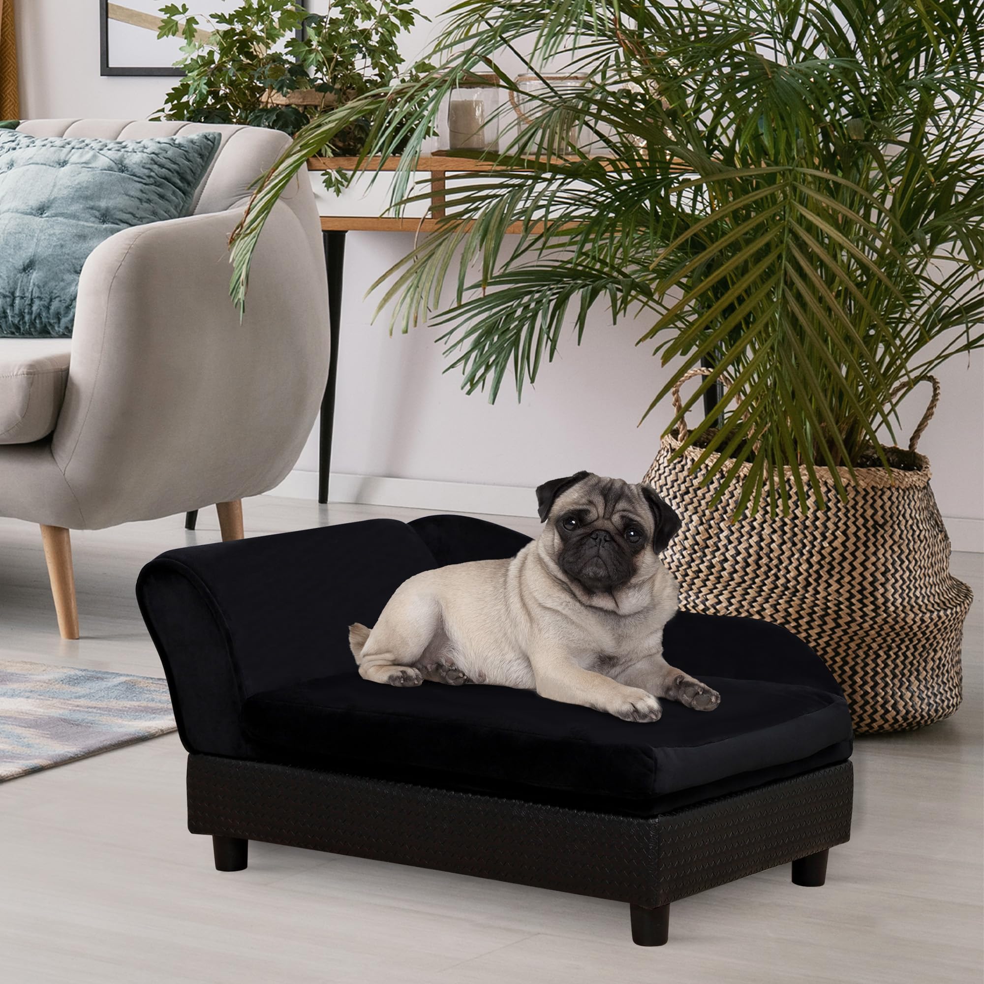 PawHut Luxury Fancy Dog Couch with Hidden Storage, Small Dog Sofa Bed with 2 Soft Foam, Modern Pet Furniture for Puppies & Littl