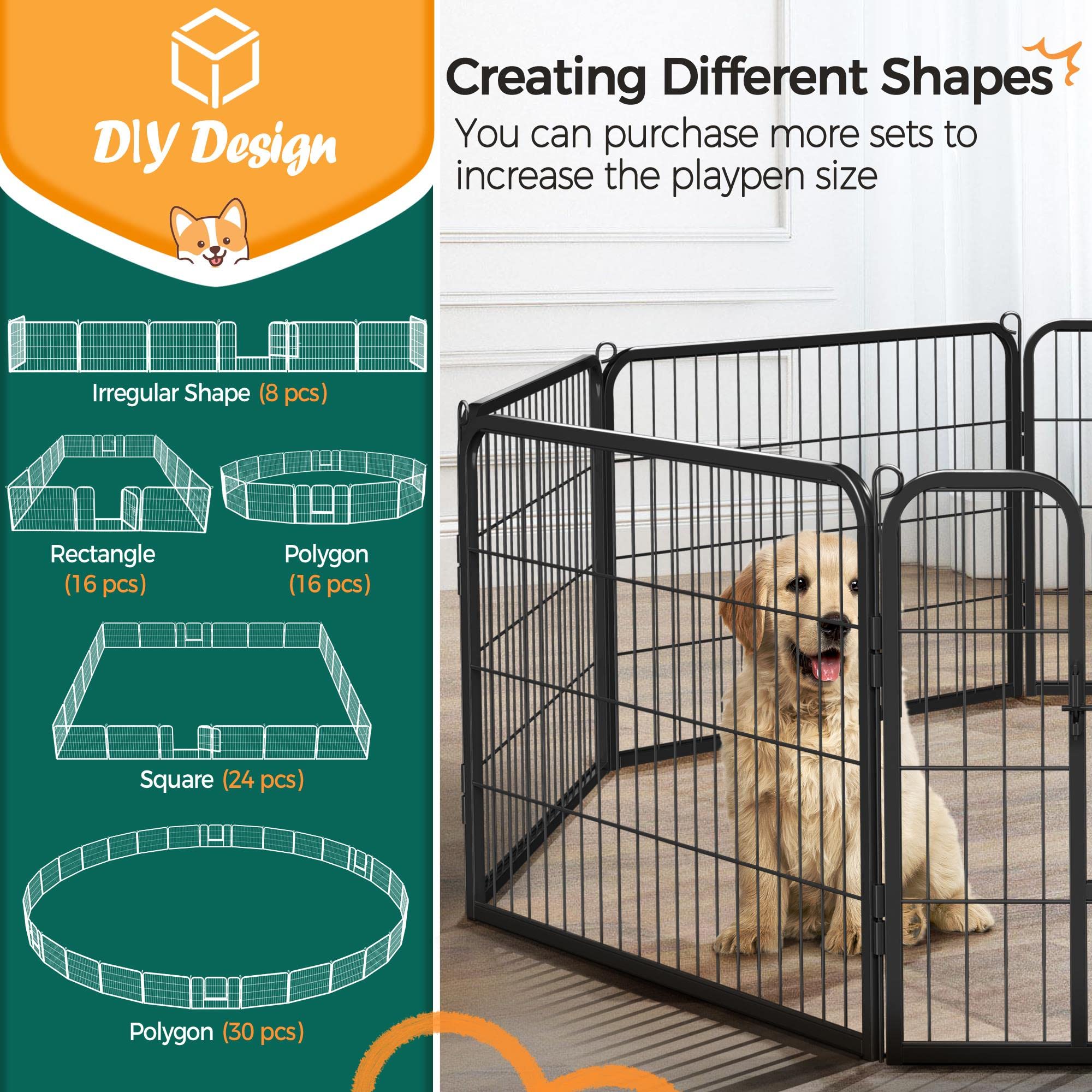 Yaheetech Dog Playpen Outdoor, 24 Inch 32 Panels Dog Pen Indoor Heavy Duty Puppy Exercise Pen Metal Pet Fence For Rv Camping/Yar