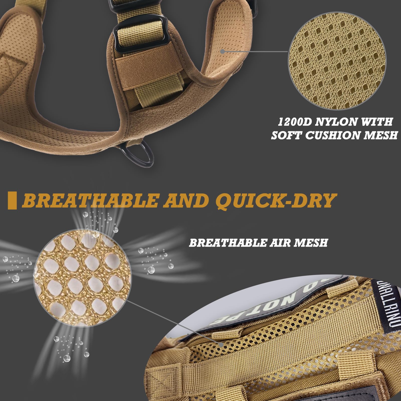 Dnallrino Tactical Dog And Cat Harness For Xxs, Xs And Small Puppy, Air Pet Vest No Pull With Reflective Do Not Pet Patches, Bre