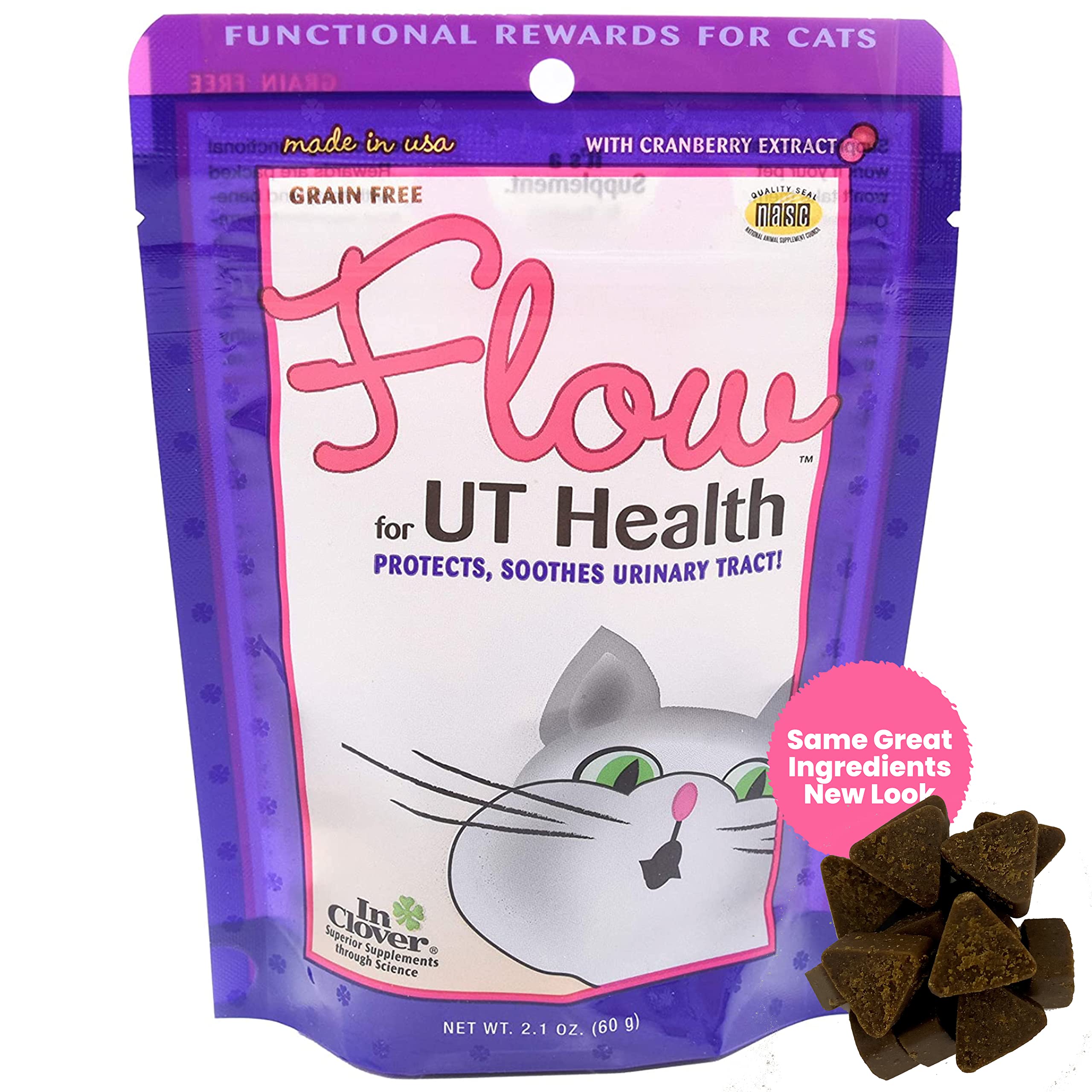 In Clover Flow Soft Chews for Daily Support for UT Health in Cats, Scientifically Formulated with Natural Ingredients for a Heal
